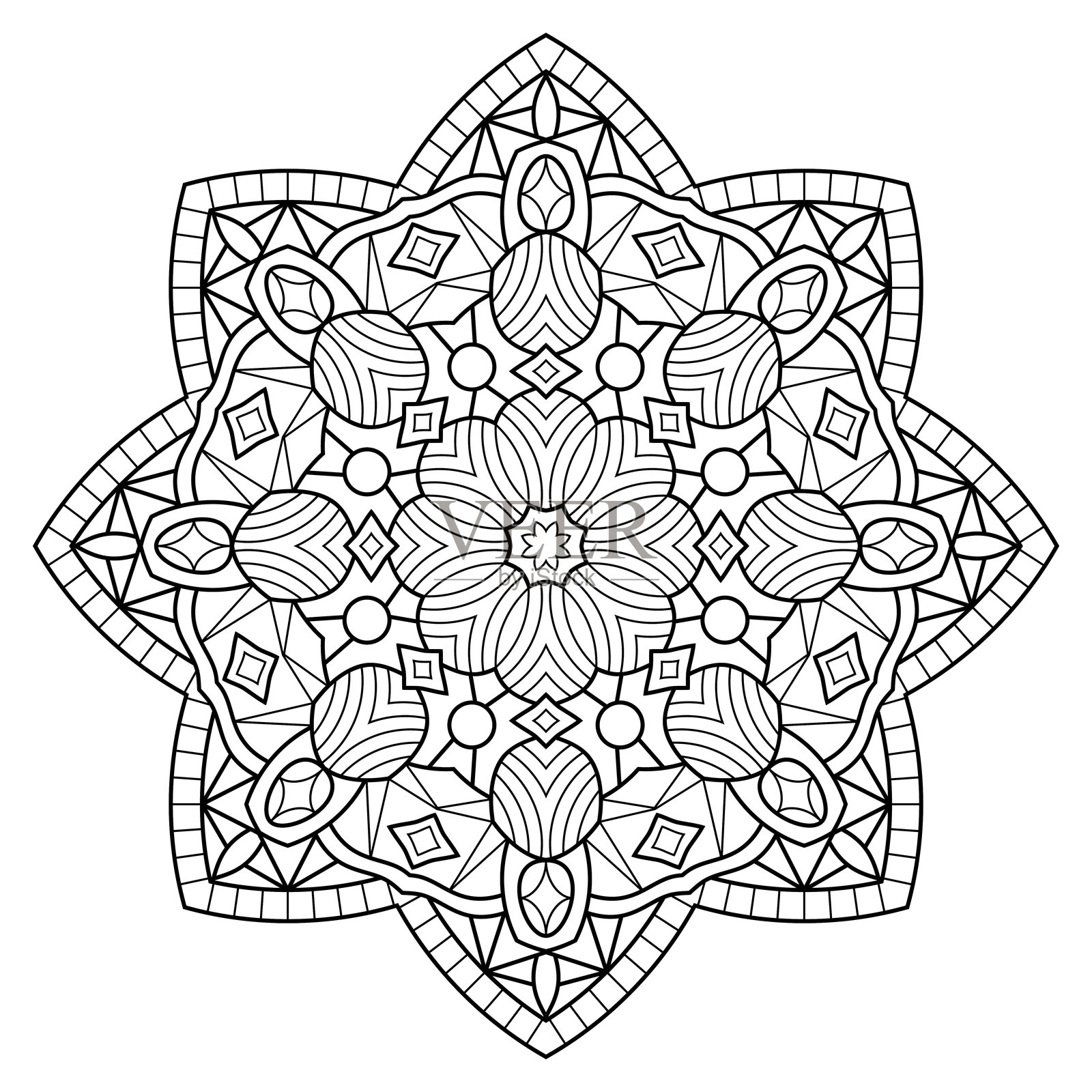 曼陀罗. 涂色书页插画图片素材