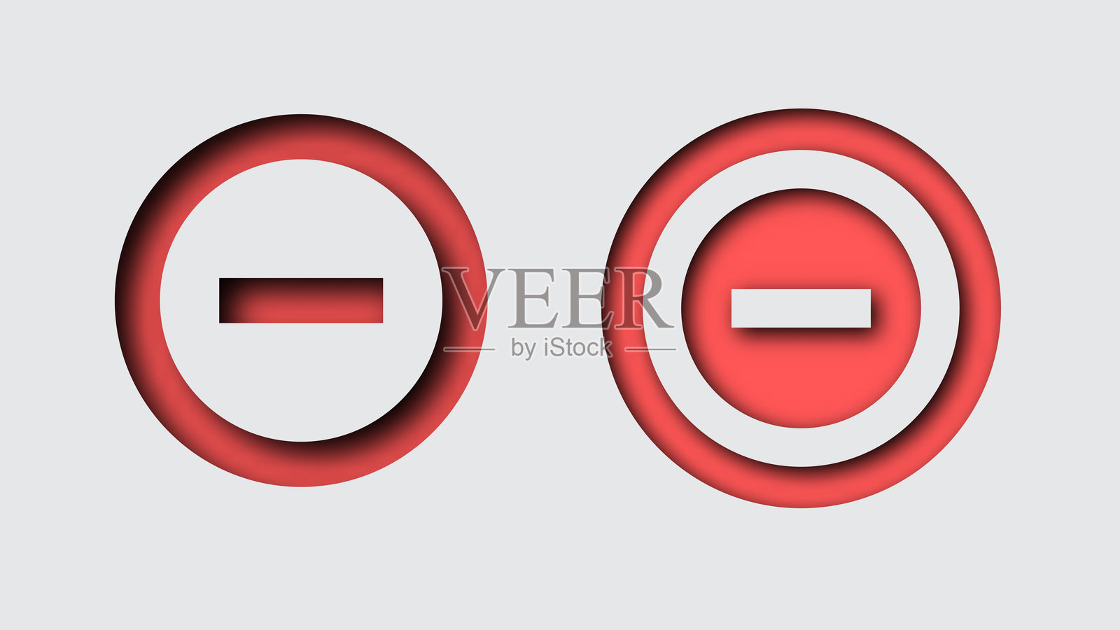 纸艺风格的禁止标志或红十字图标集插画图片素材