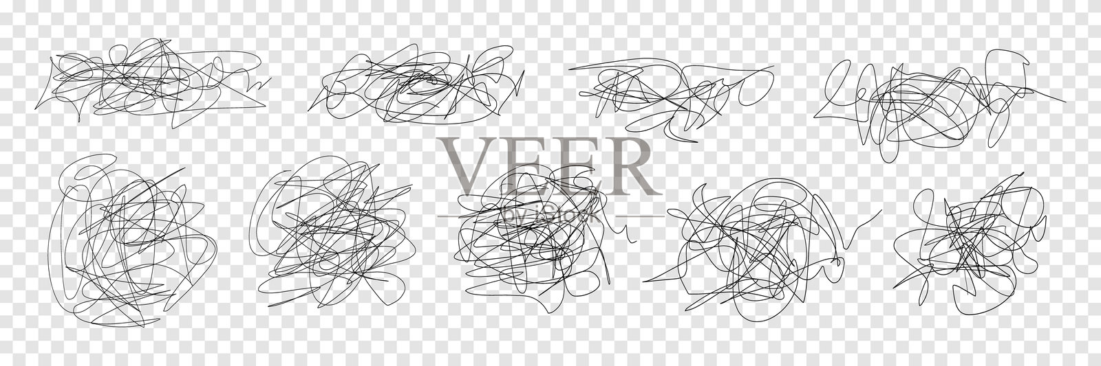 凌乱的钢笔涂鸦抽象潦草集插画图片素材