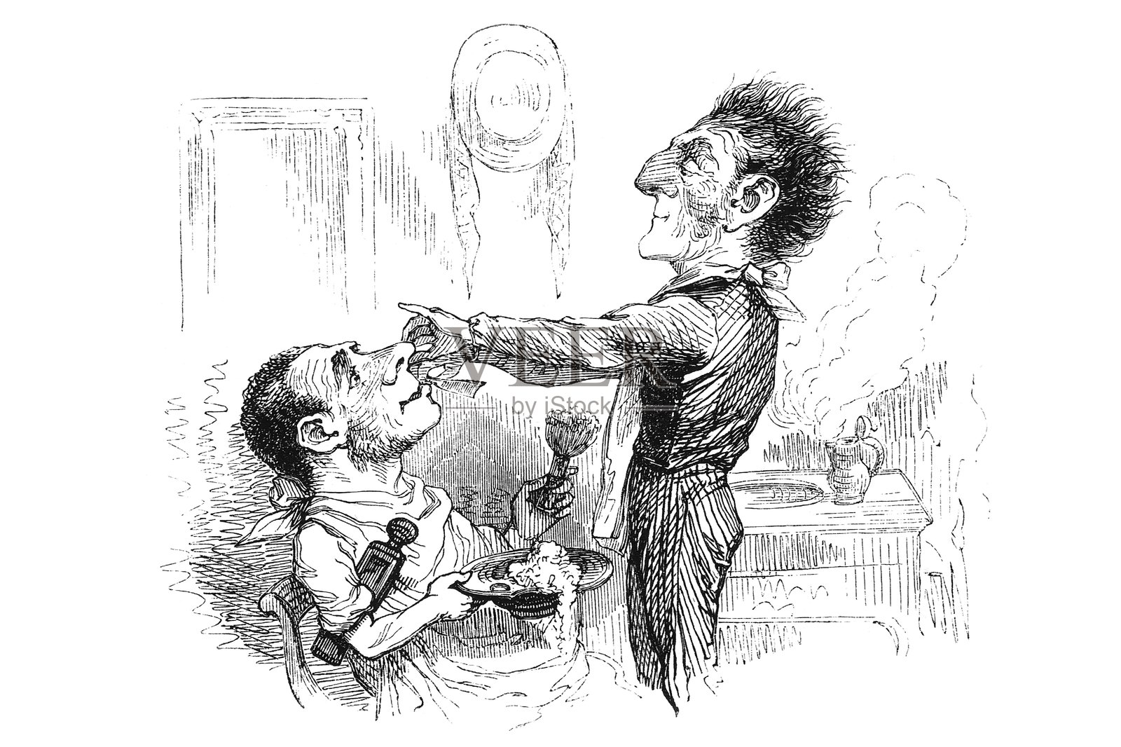 理发师夸张地互动插画图片素材