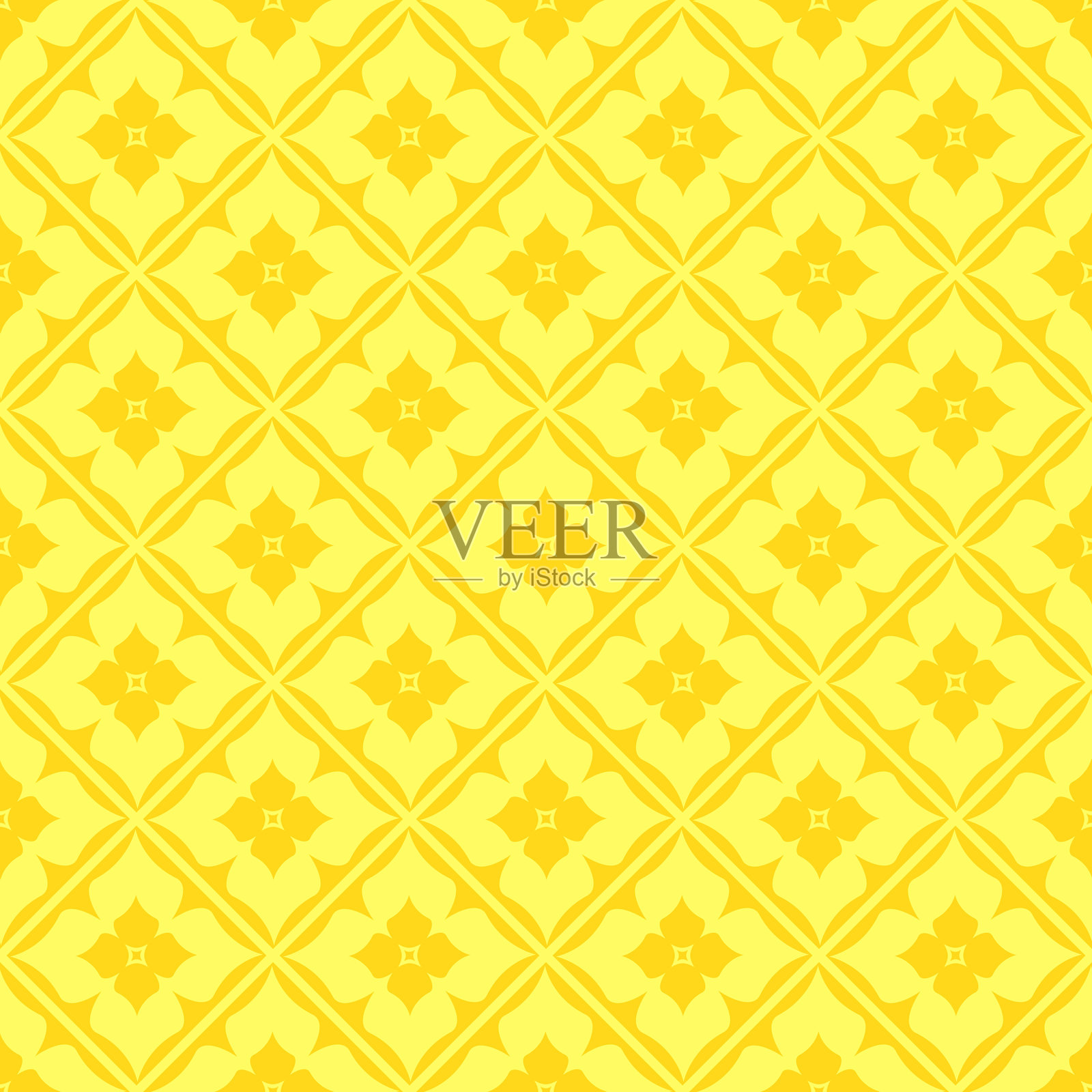 黄色泰式花纹插画图片素材