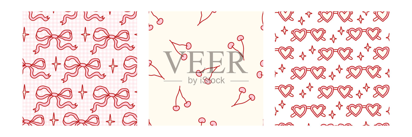 Coquette 无缝图案集插画图片素材