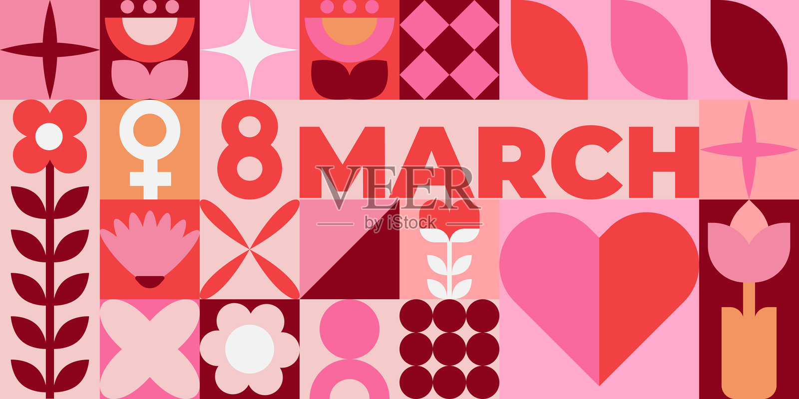 三八国际妇女节几何横幅插画图片素材