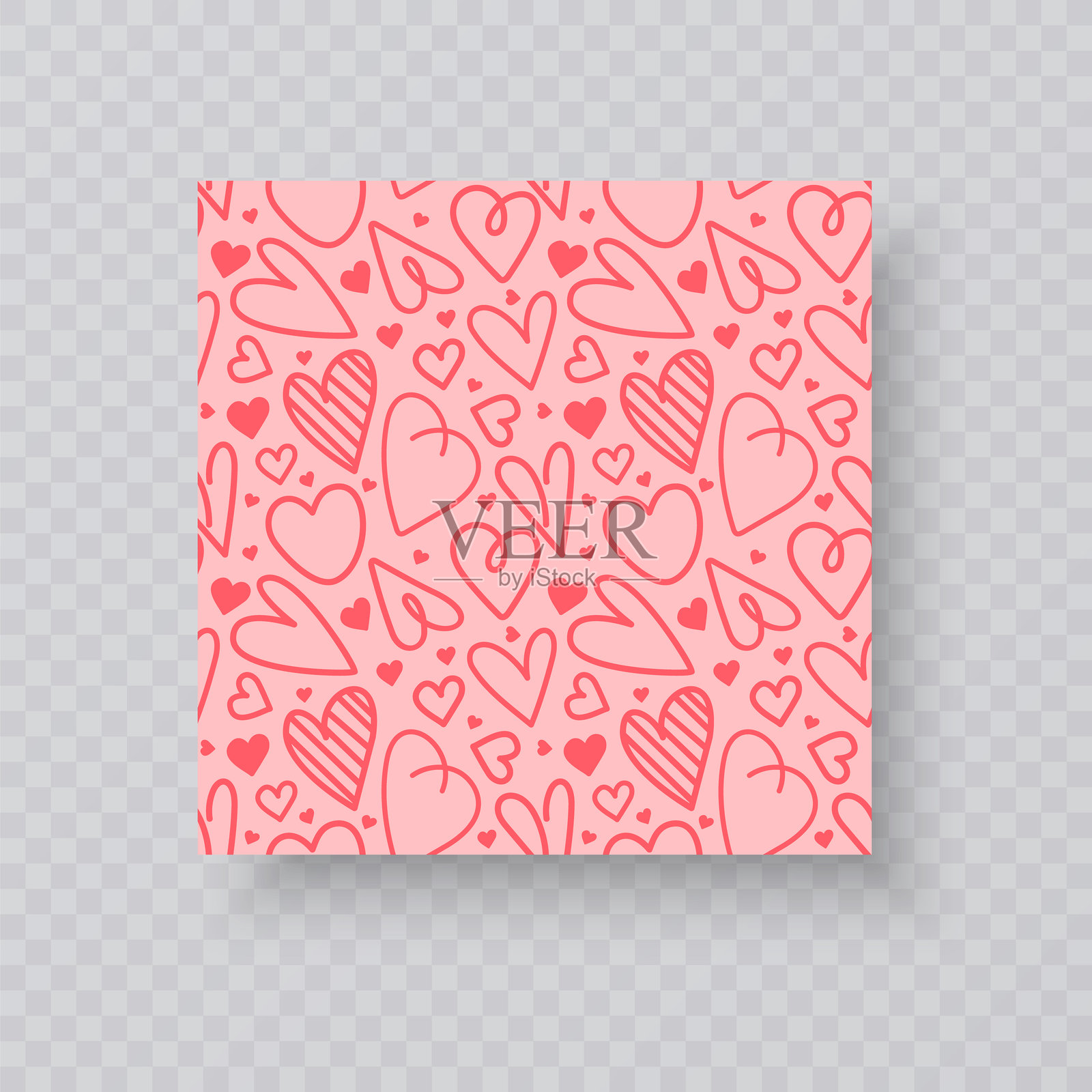 情人节主题背景，无缝浪漫背景，带有心形图案，非常适合情人节礼品包装、婚礼纺织品印花、时尚面料、数字壁纸和节日剪贴簿设计插画图片素材