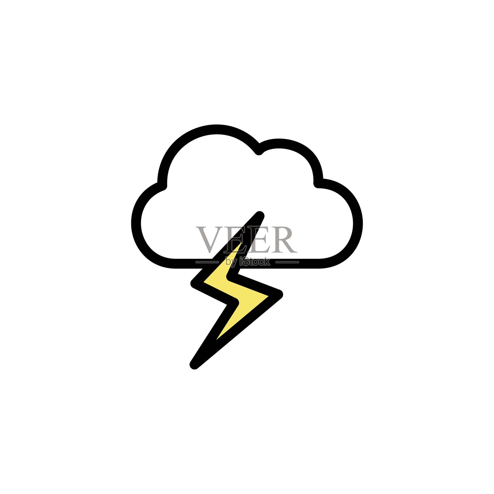 彩色天气图标_雷雨云插画图片素材