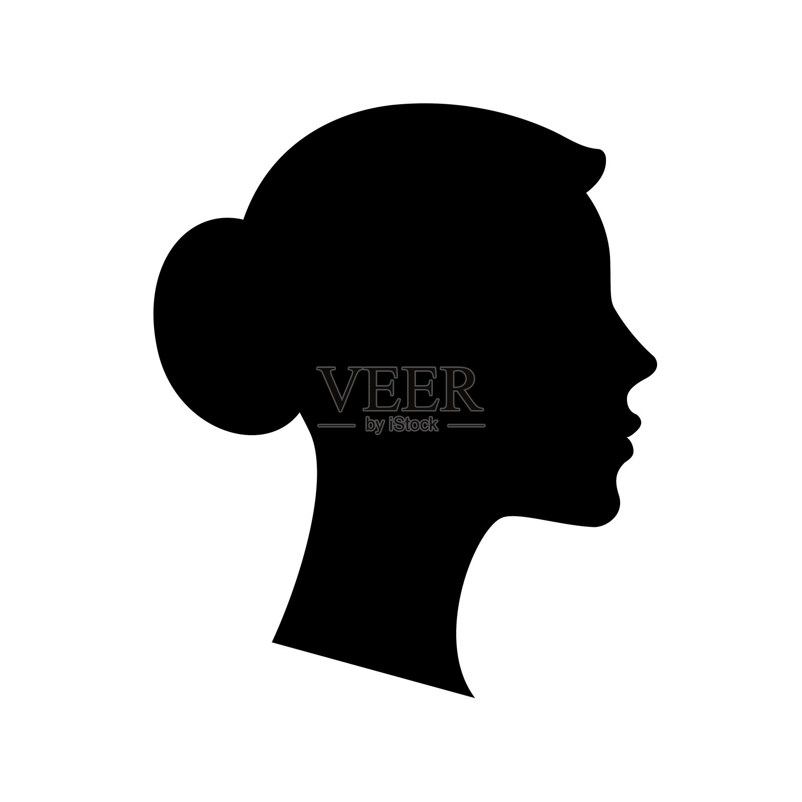 女性侧影黑色剪影插画图片素材