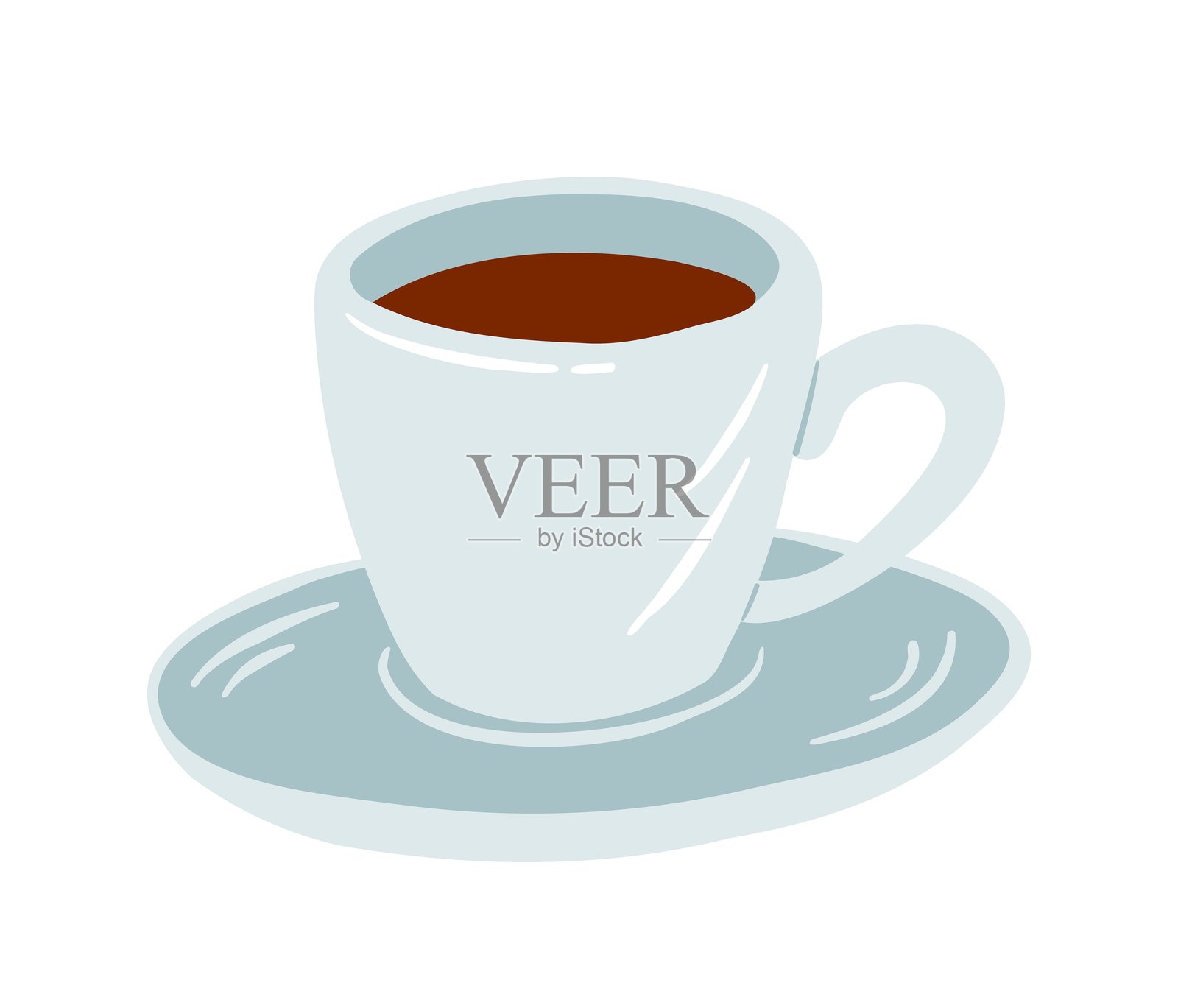 手绘的优雅晨间咖啡杯矢量图插画图片素材