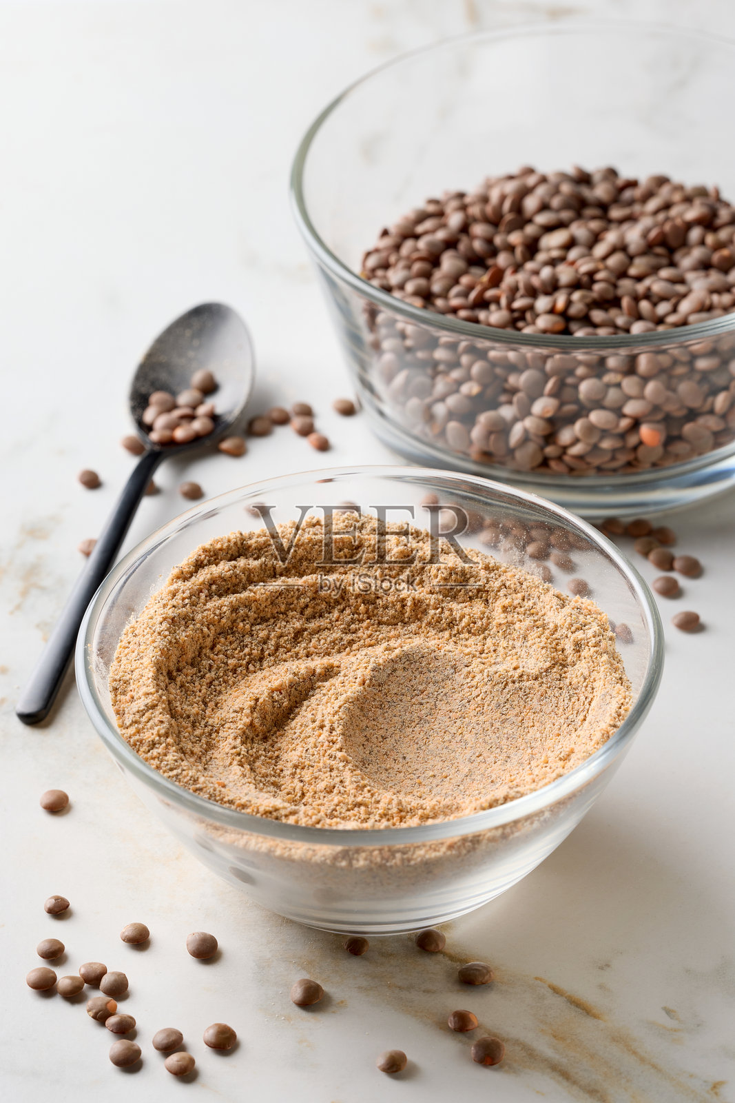 为素食餐设计的健康植物蛋白粉照片摄影图片