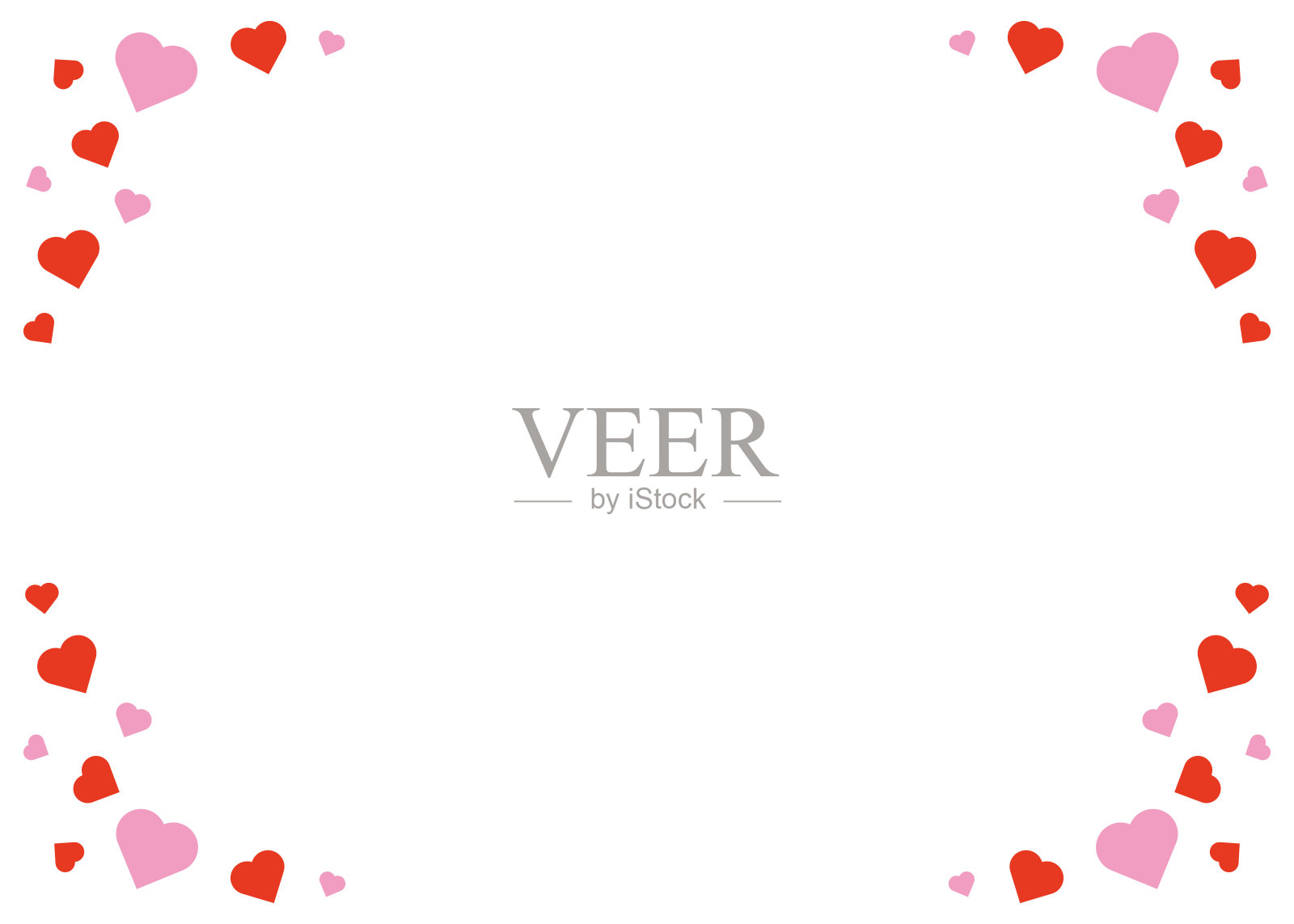 红粉色心形边框插画插画图片素材