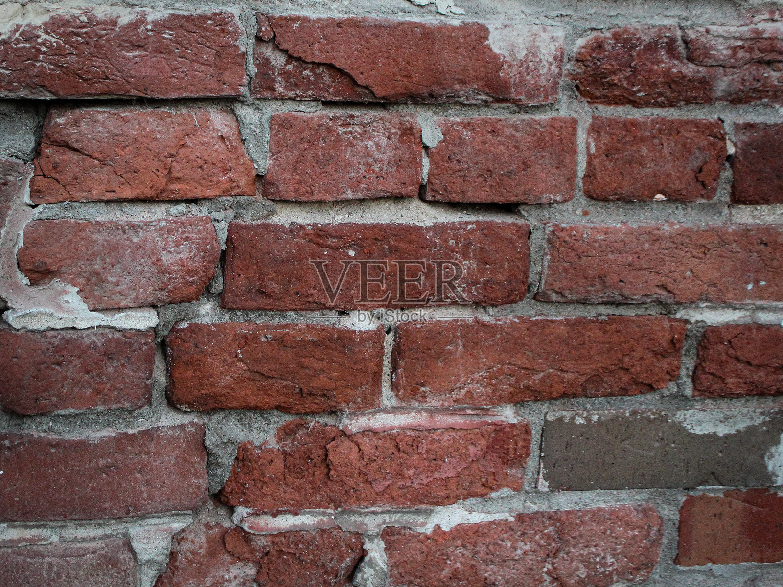 一张饱经风霜的红砖墙背景，具有古老、质朴的纹理。照片摄影图片