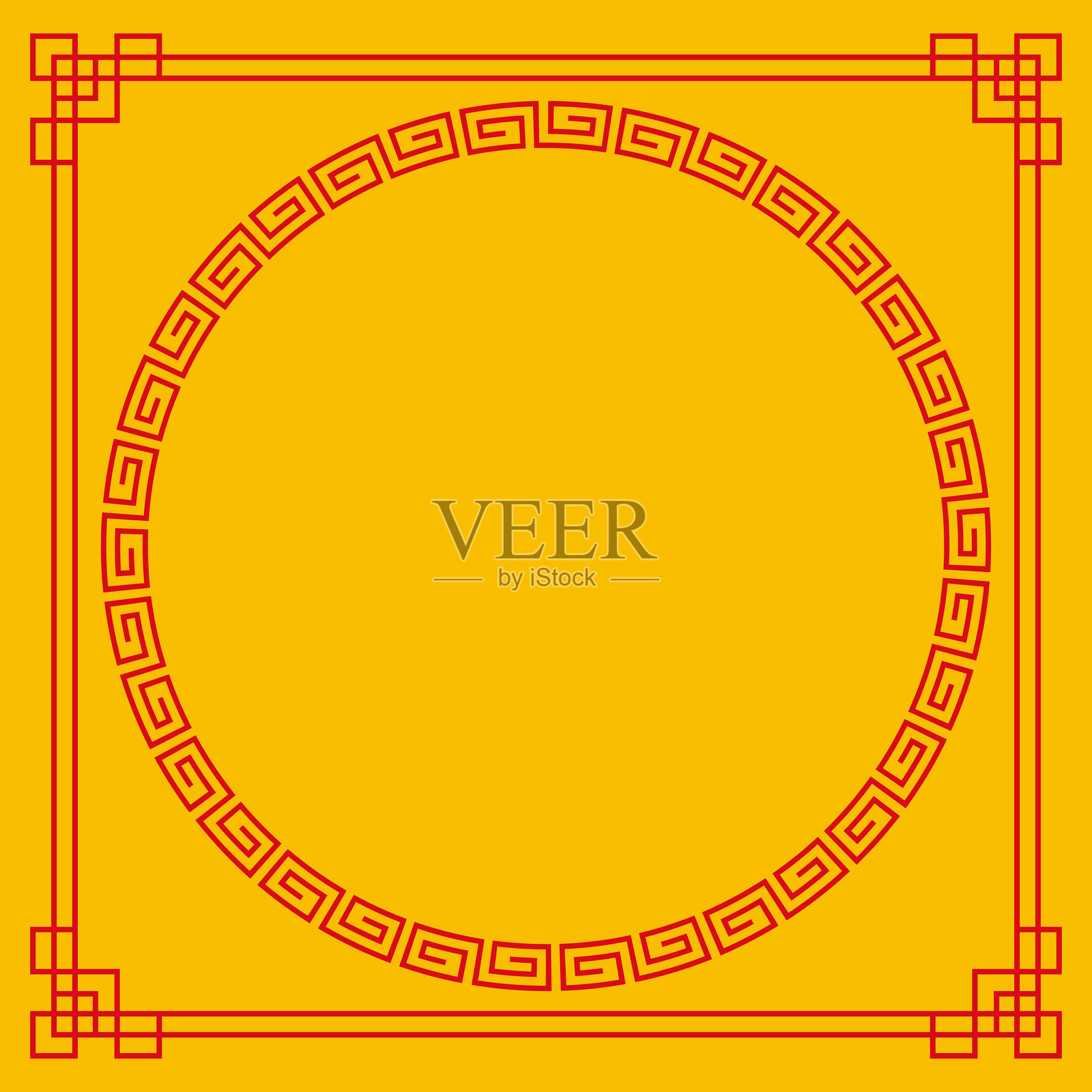 中式雷纹装饰边框插画插画图片素材