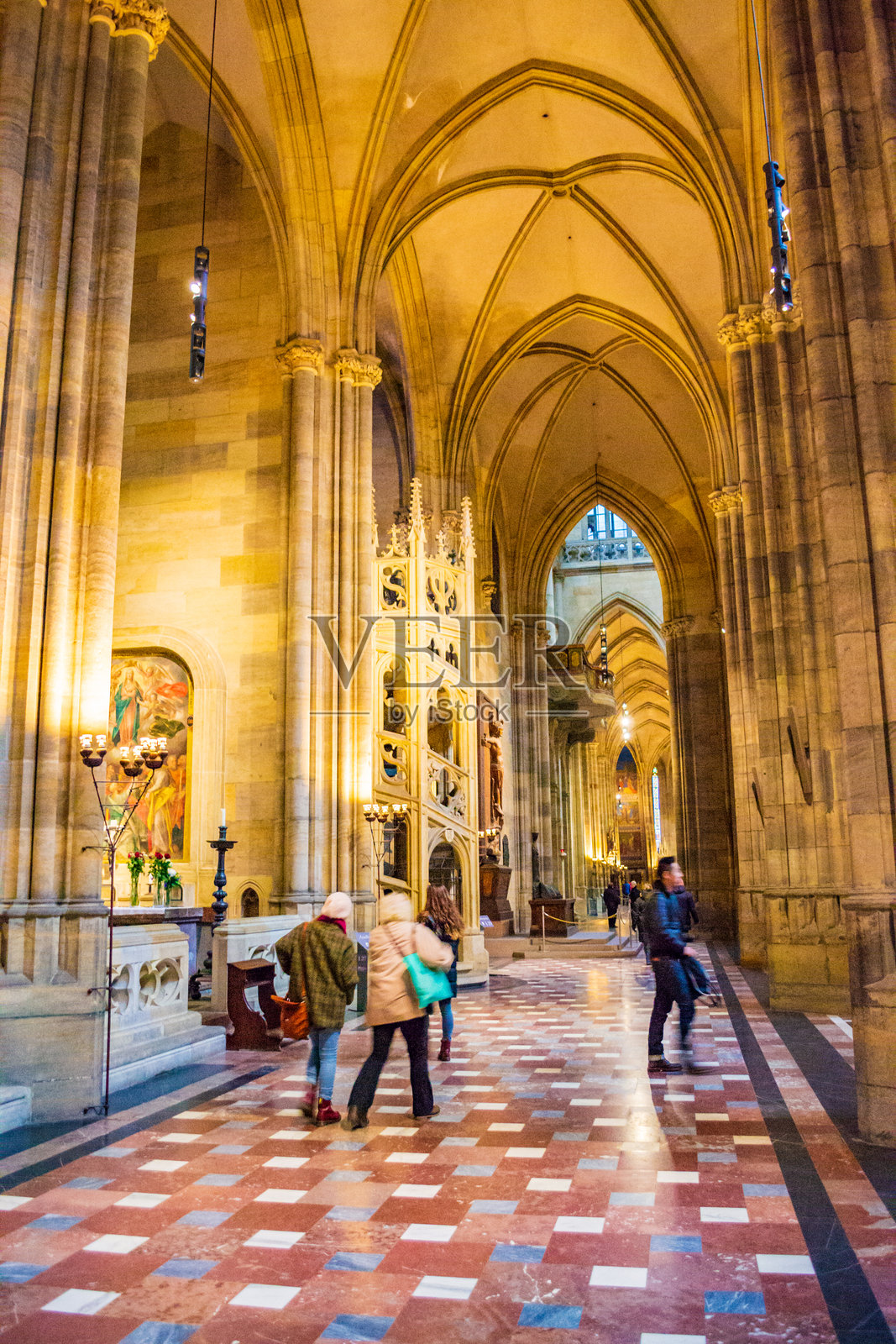 捷克共和国布拉格城堡圣维特大教堂内部景观照片摄影图片