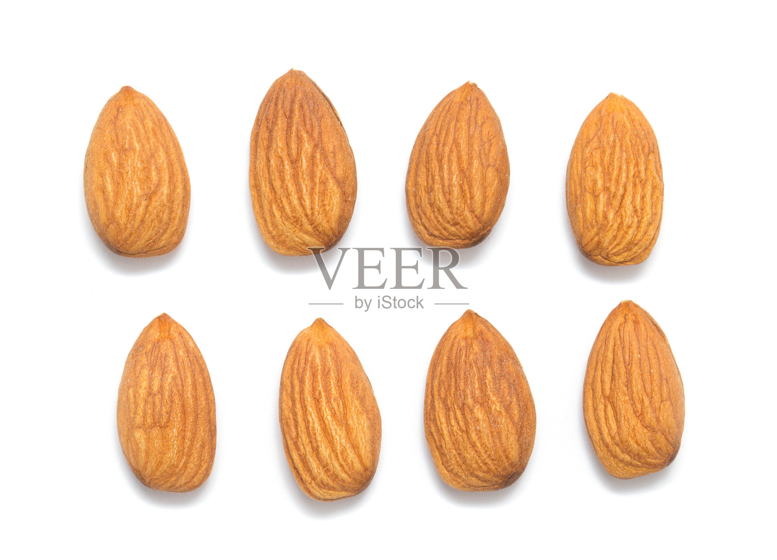 白色背景上的杏仁照片摄影图片