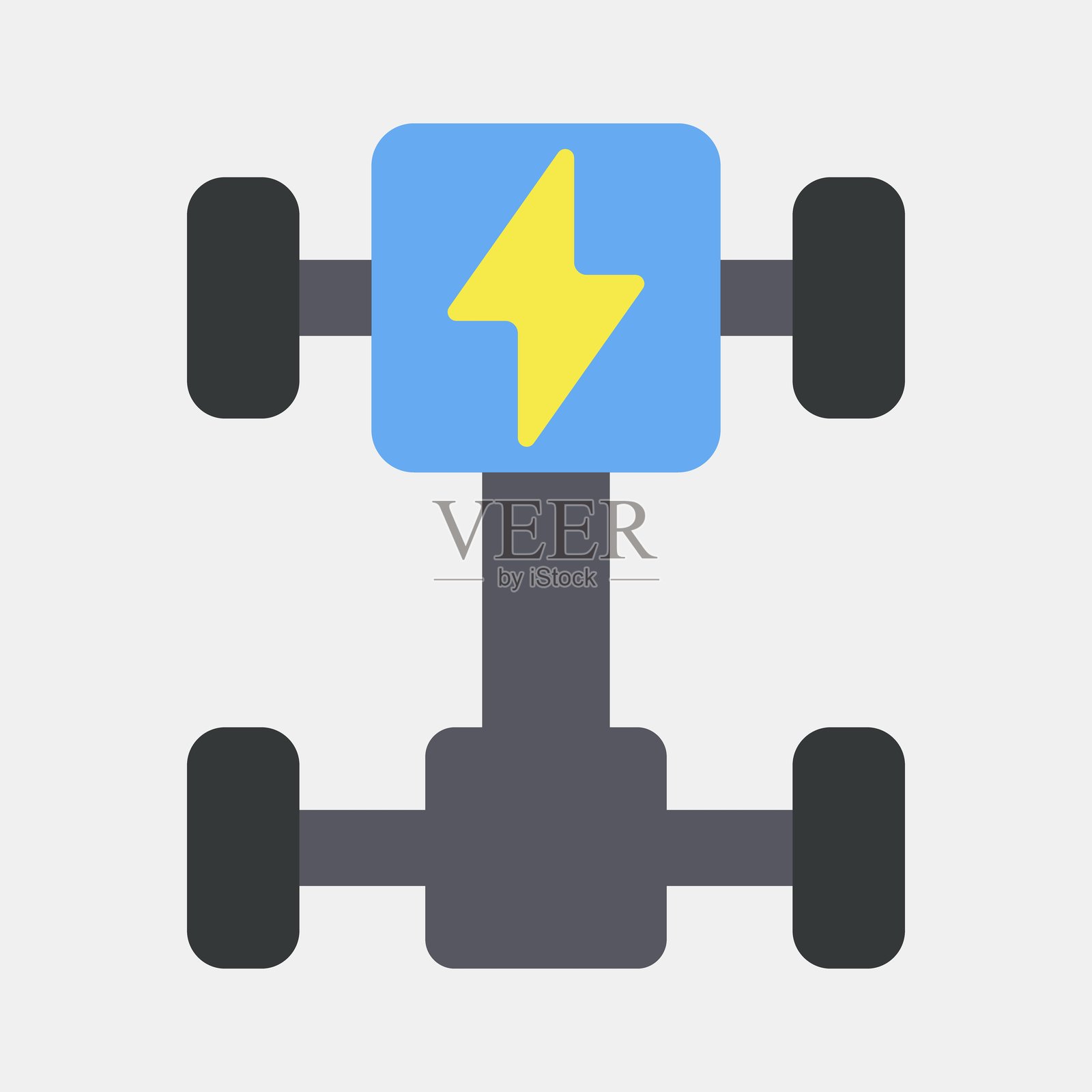 图标底盘。电动汽车元素。扁平化风格图标。插画图片素材