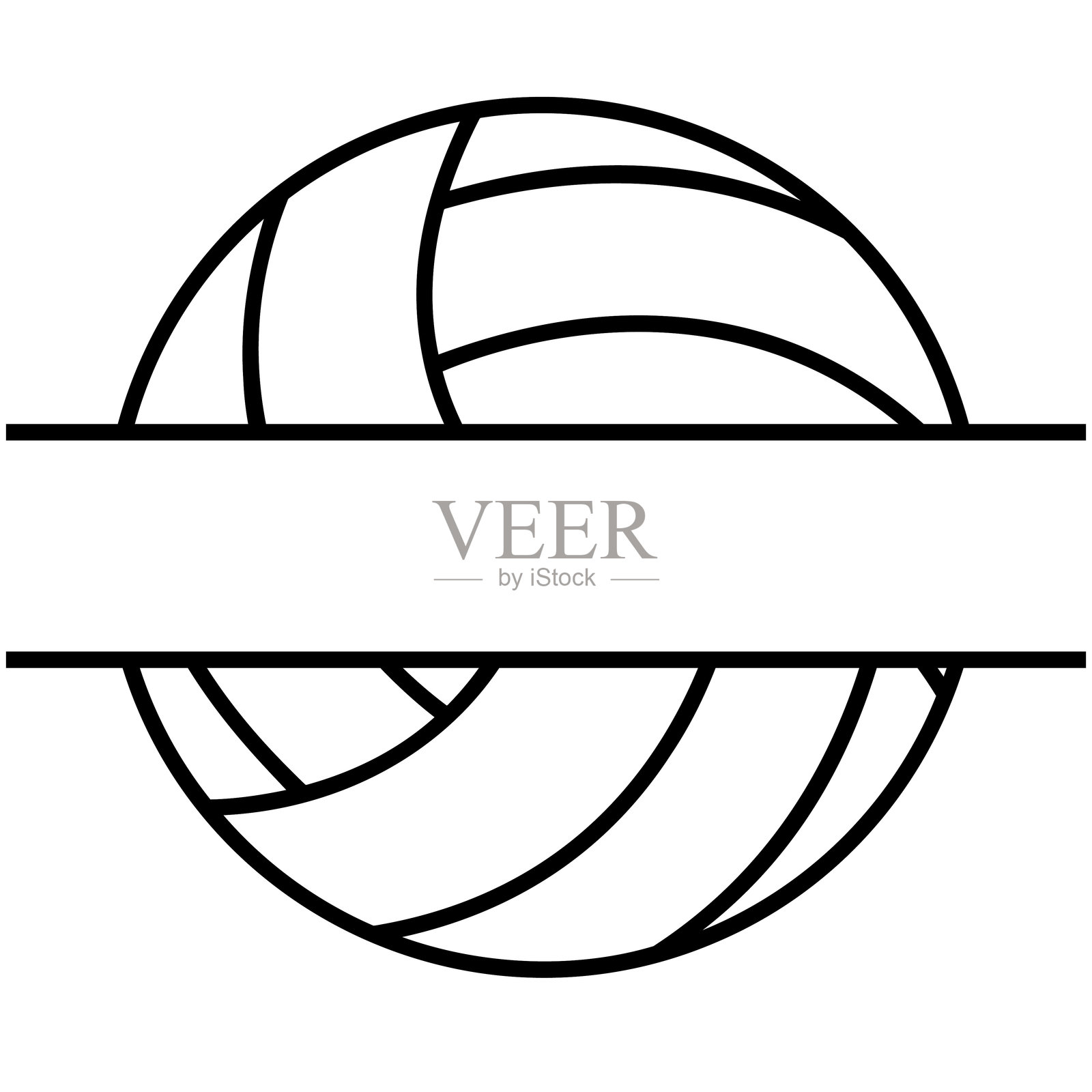 条纹篮球半场，黑色篮球分割线插画图片素材
