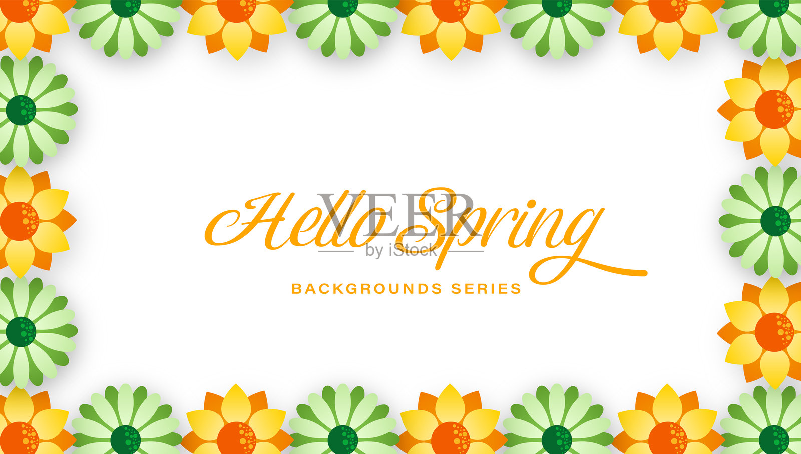 你好春天。花卉边框背景。春季主题设计插画图片素材