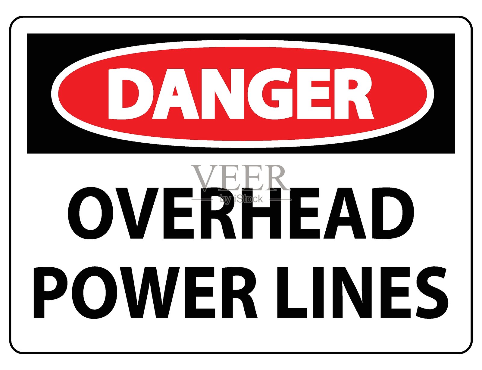 为确保安全和提高警惕而设置的架空电力线警示标志插画图片素材