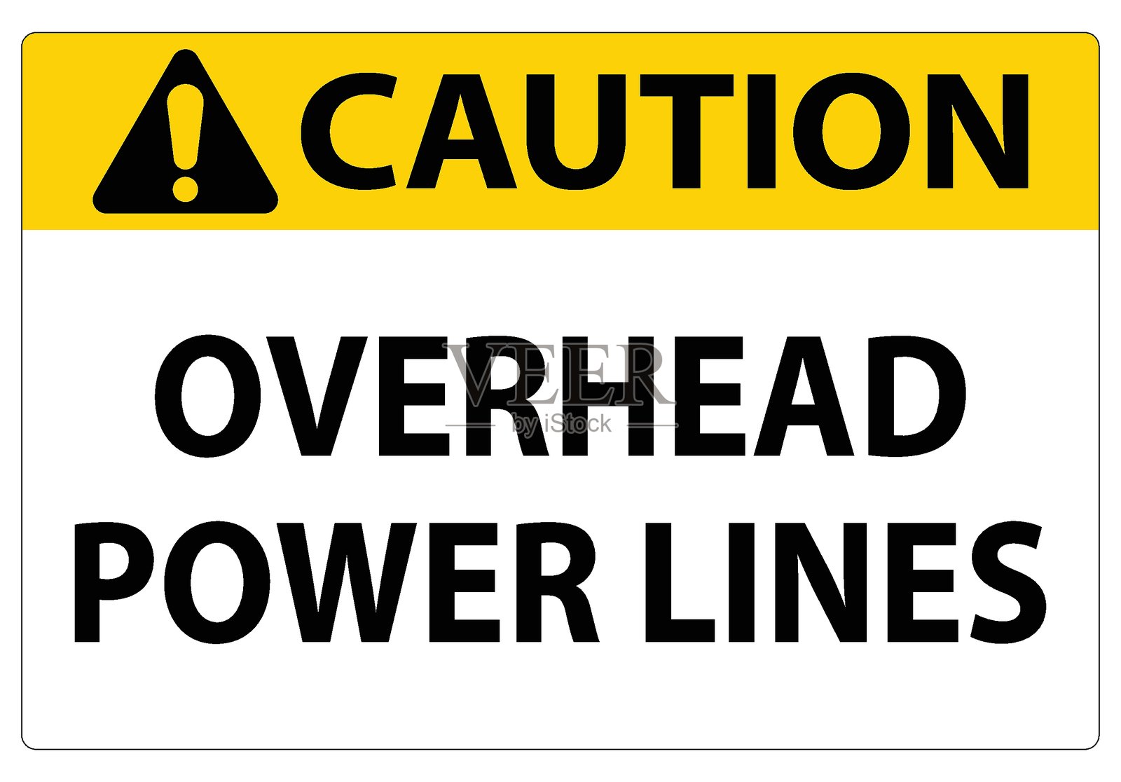 带有醒目黄色背景的架空电力线警示标志插画图片素材