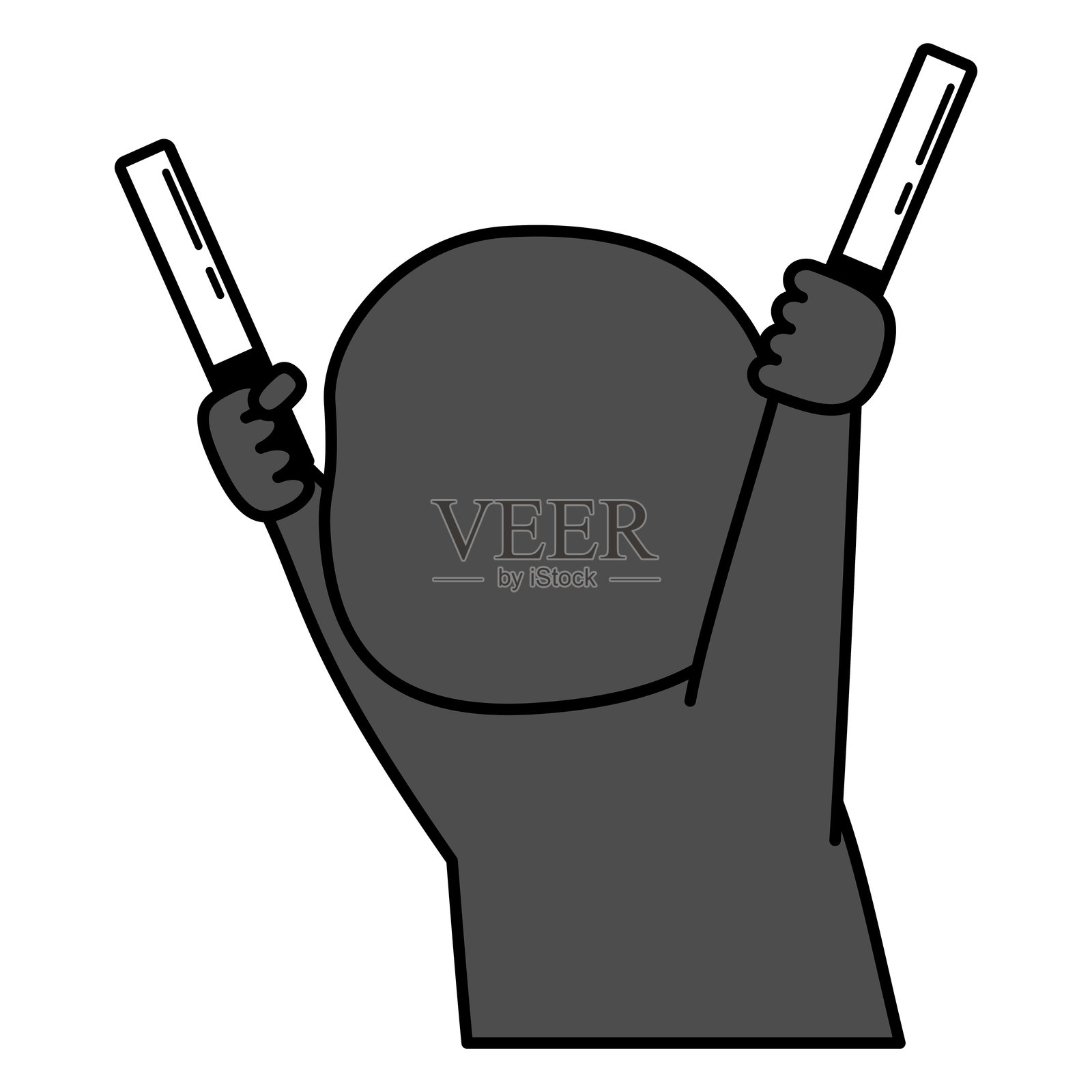 挥舞荧光棒欢呼的粉丝剪影插画图片素材