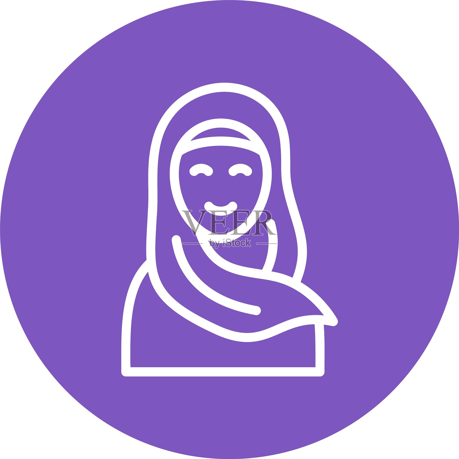 彩色圆圈中的女性线条插画图片素材