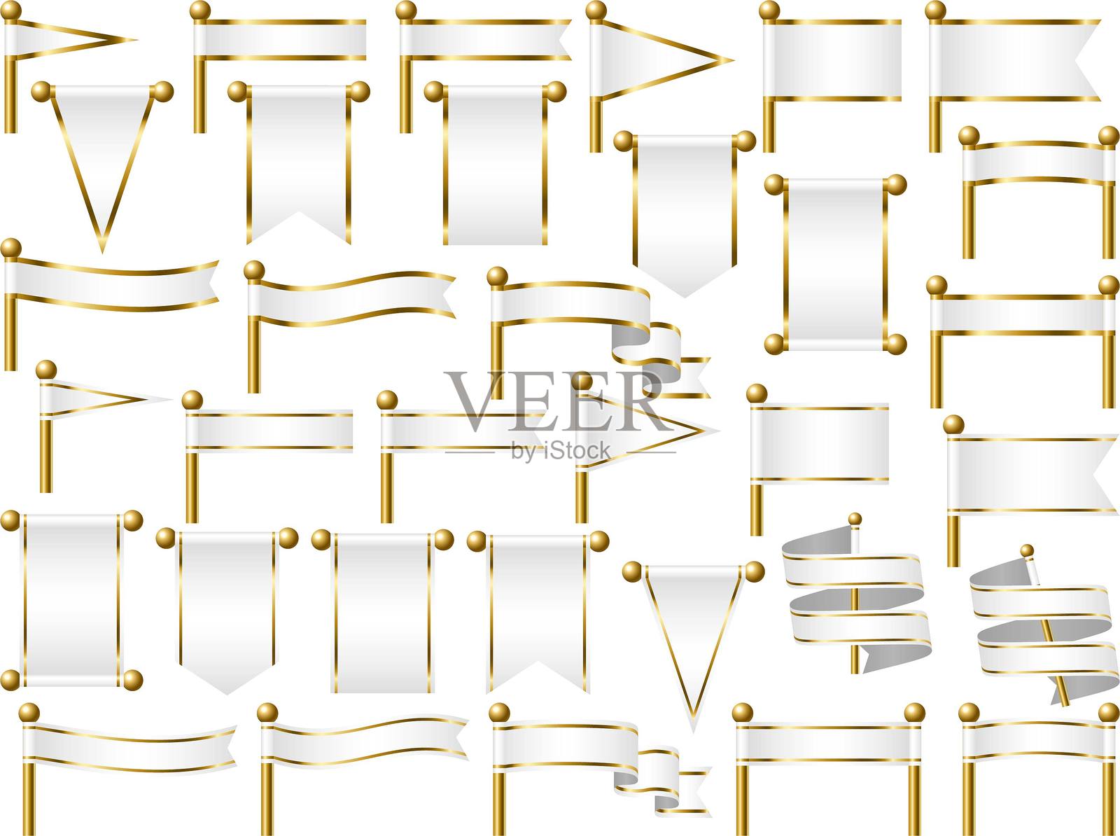 带有线条的旗帜，M6 白色插画图片素材