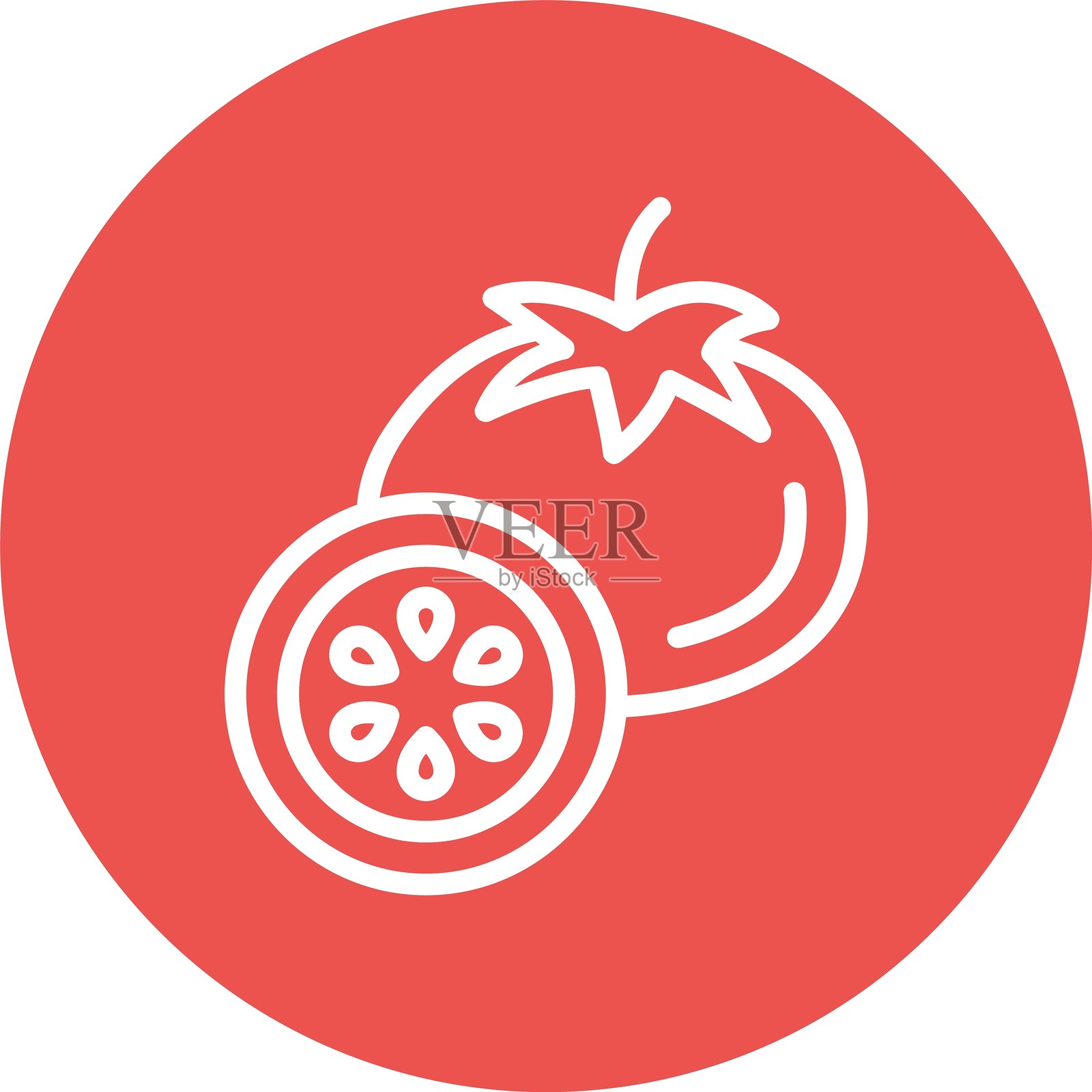 番茄彩色圆形线条插画图片素材