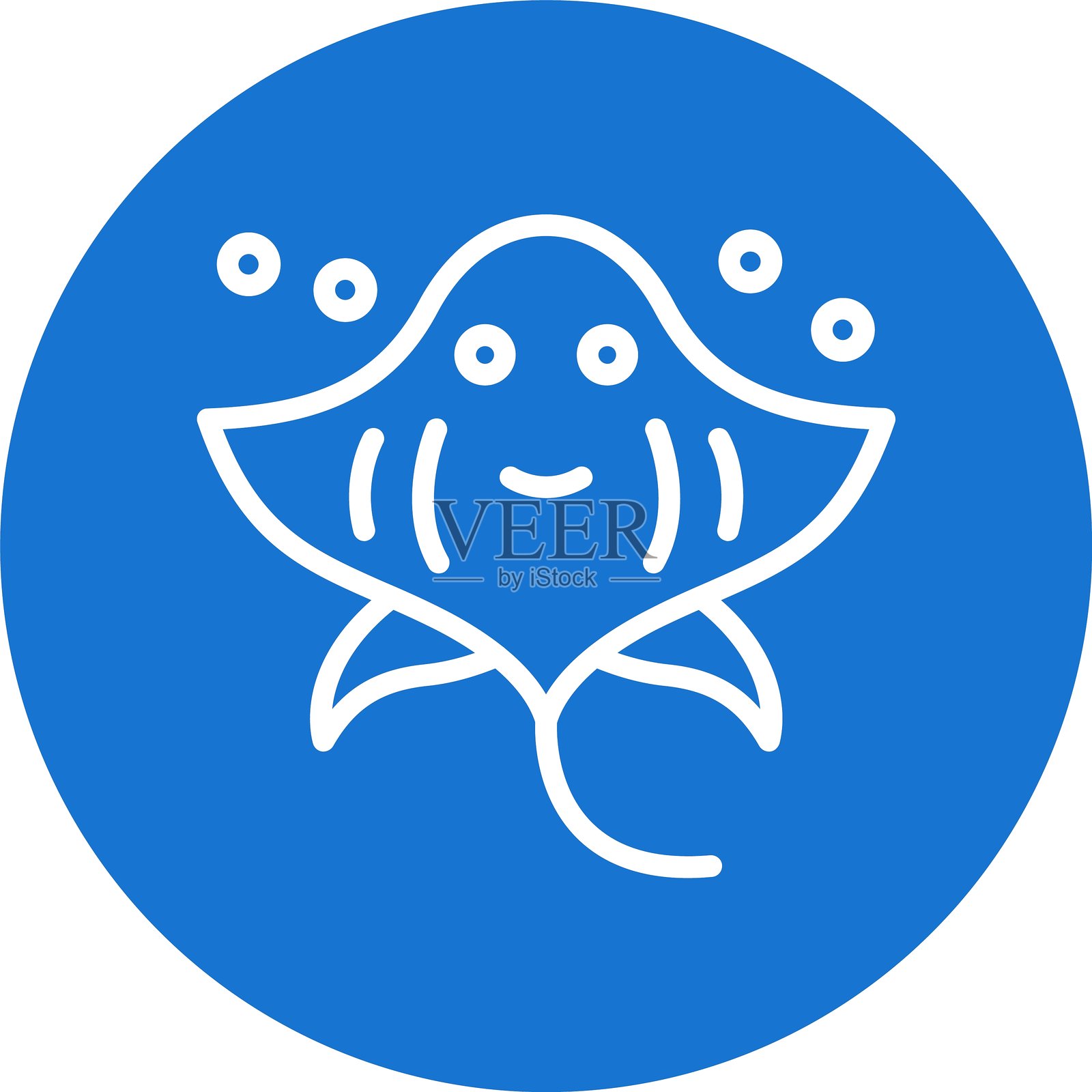 鳐鱼线条多色圆圈插画图片素材