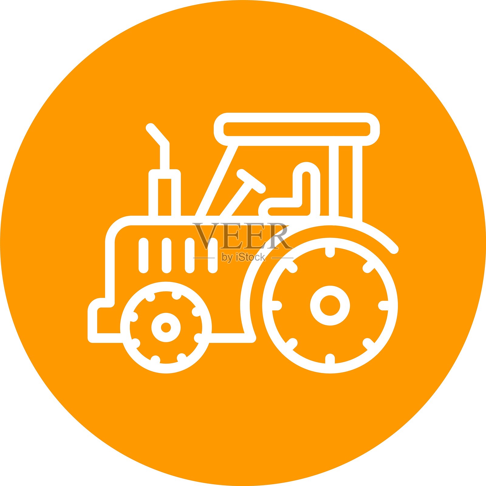 拖拉机线条彩色圆圈插画图片素材