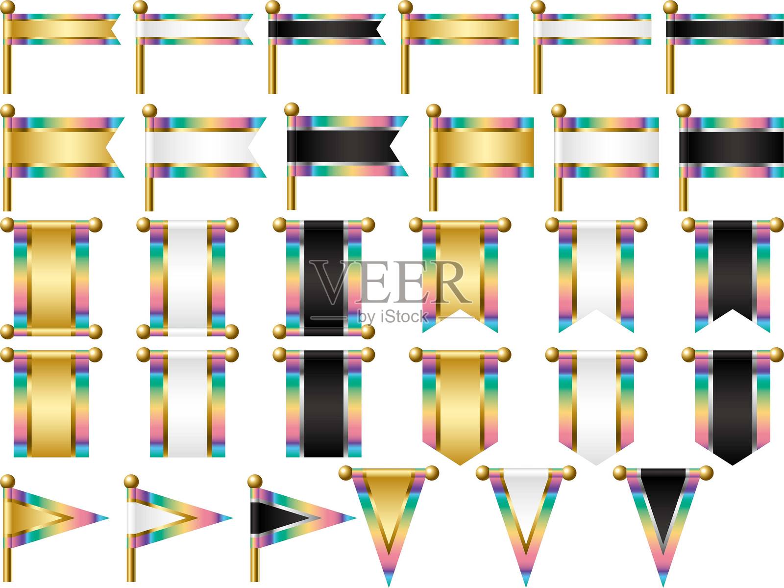 旗帜，三色旗，21 色彩虹插画图片素材