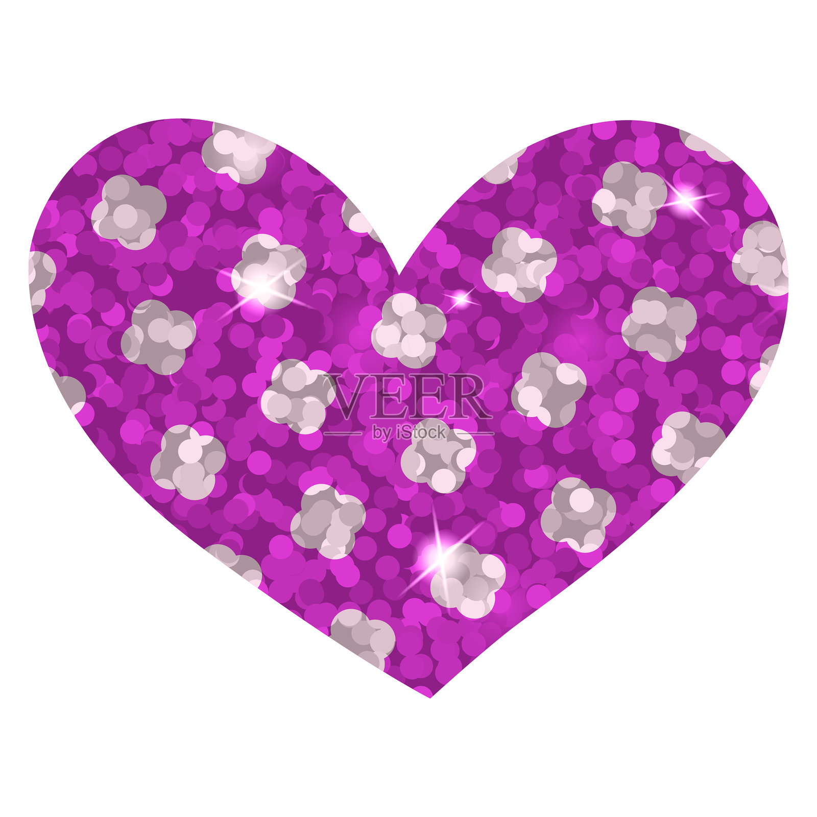 紫色闪光的心插画图片素材