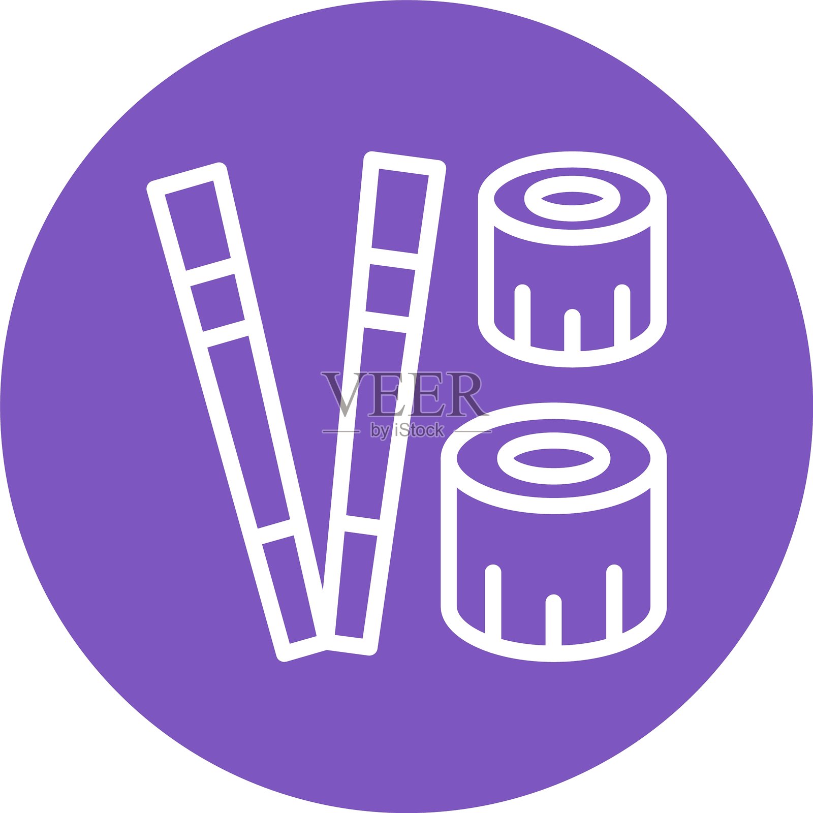 寿司卷线条彩色圆形插画图片素材