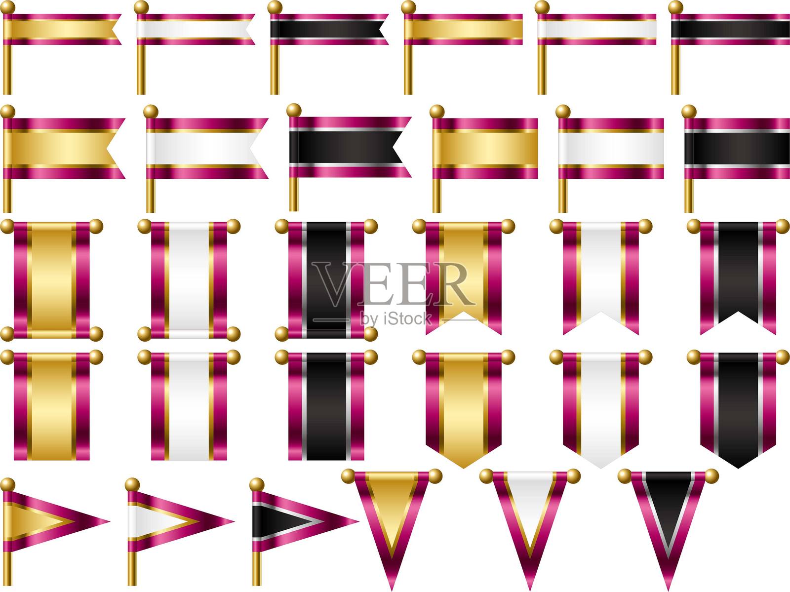 旗帜，三色旗，12品红色插画图片素材