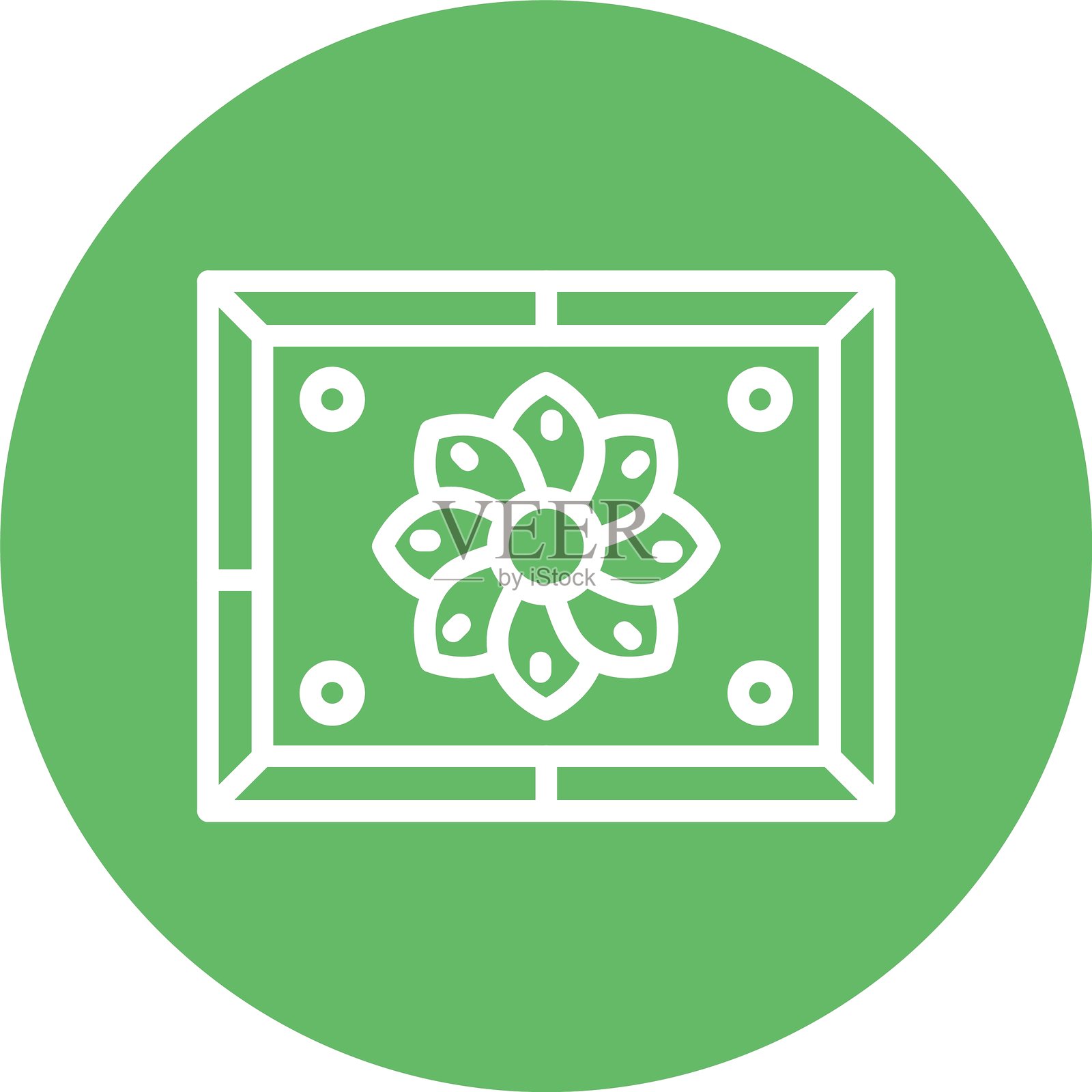 彩色花卉线条圆形画插画图片素材