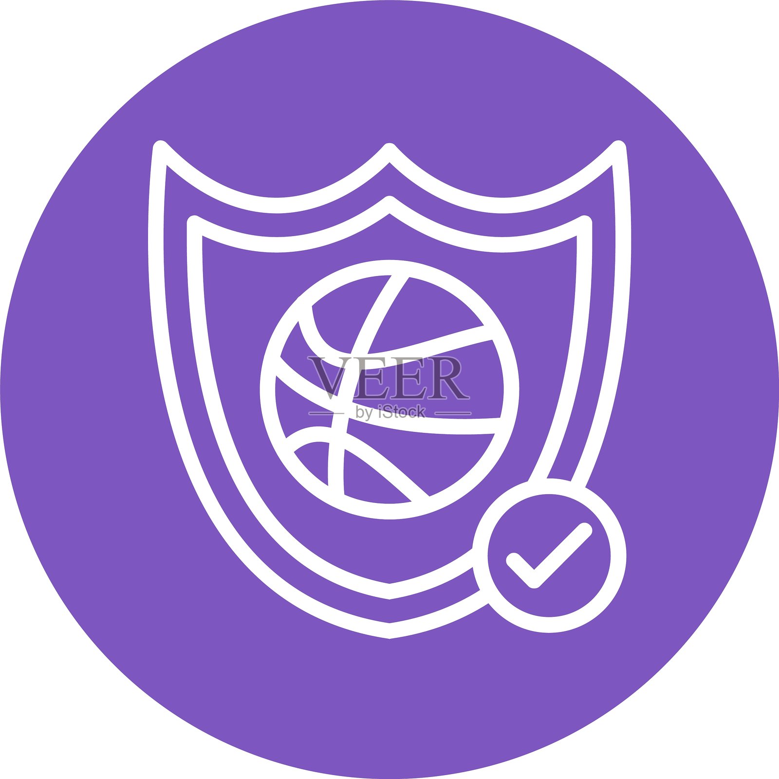 盾牌线条彩色圆圈插画图片素材