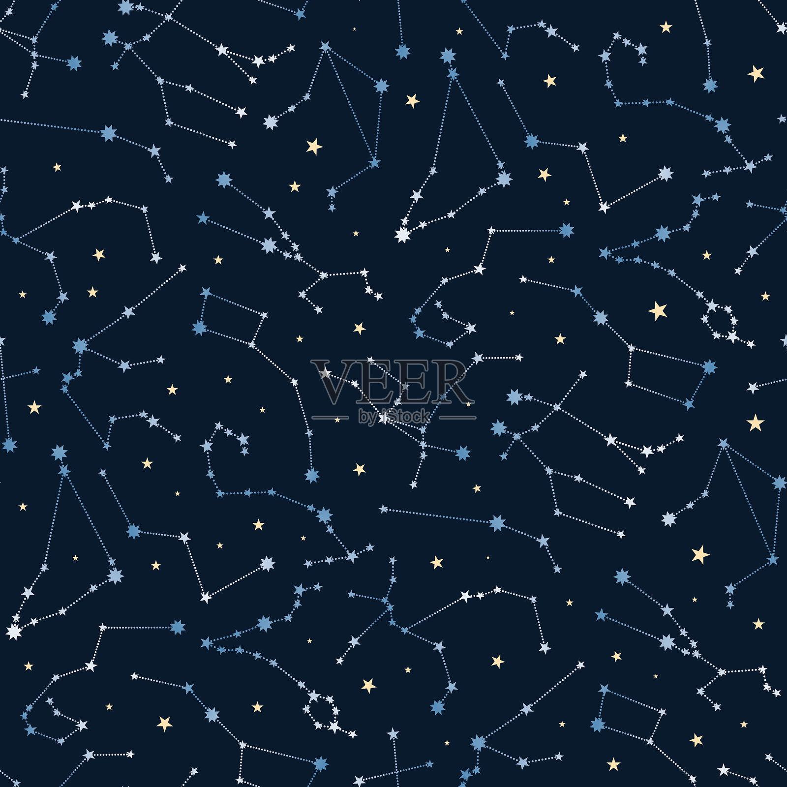 天空中星座的无缝图案。外太空矢量插图插画图片素材