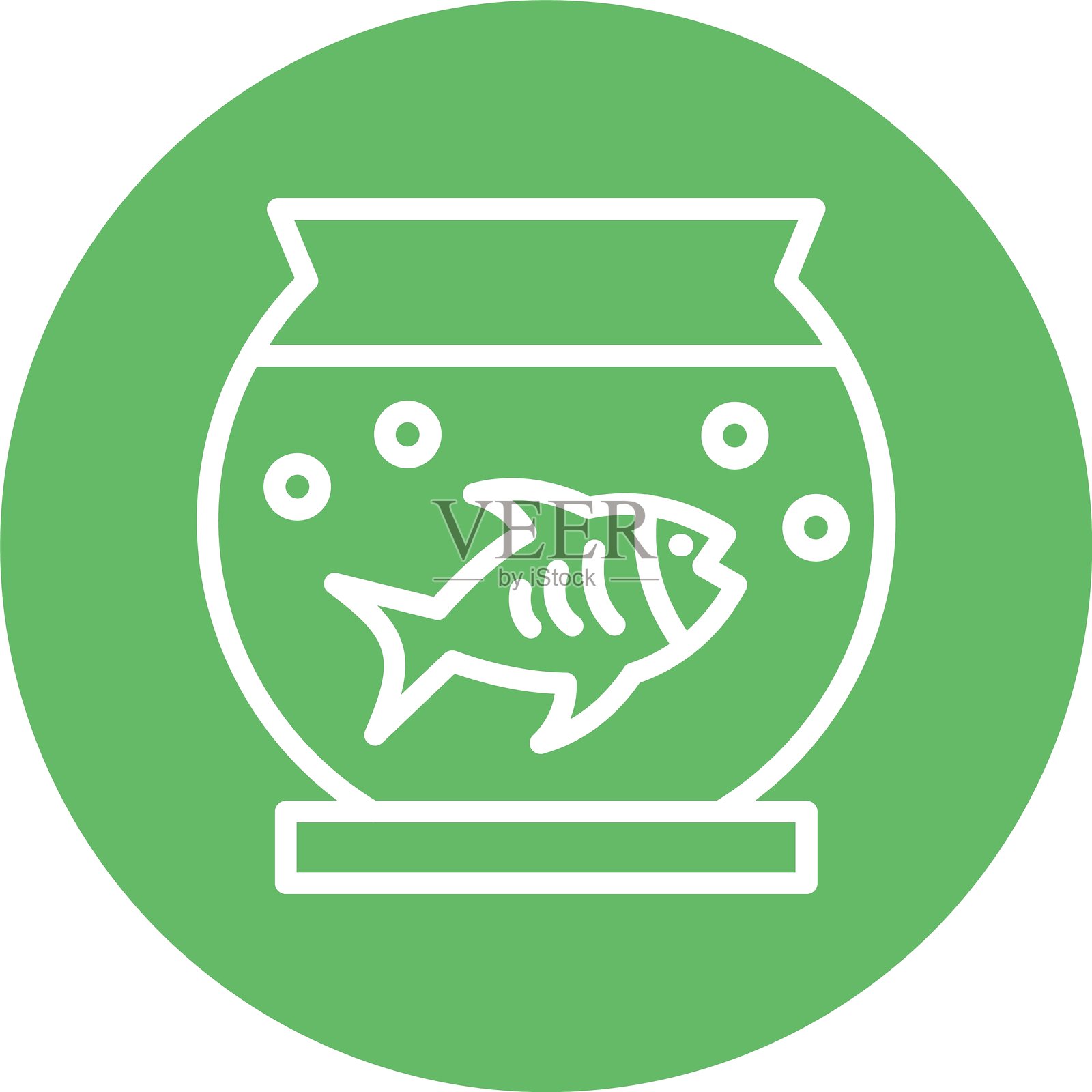 鱼缸彩色圆形线条插画图片素材