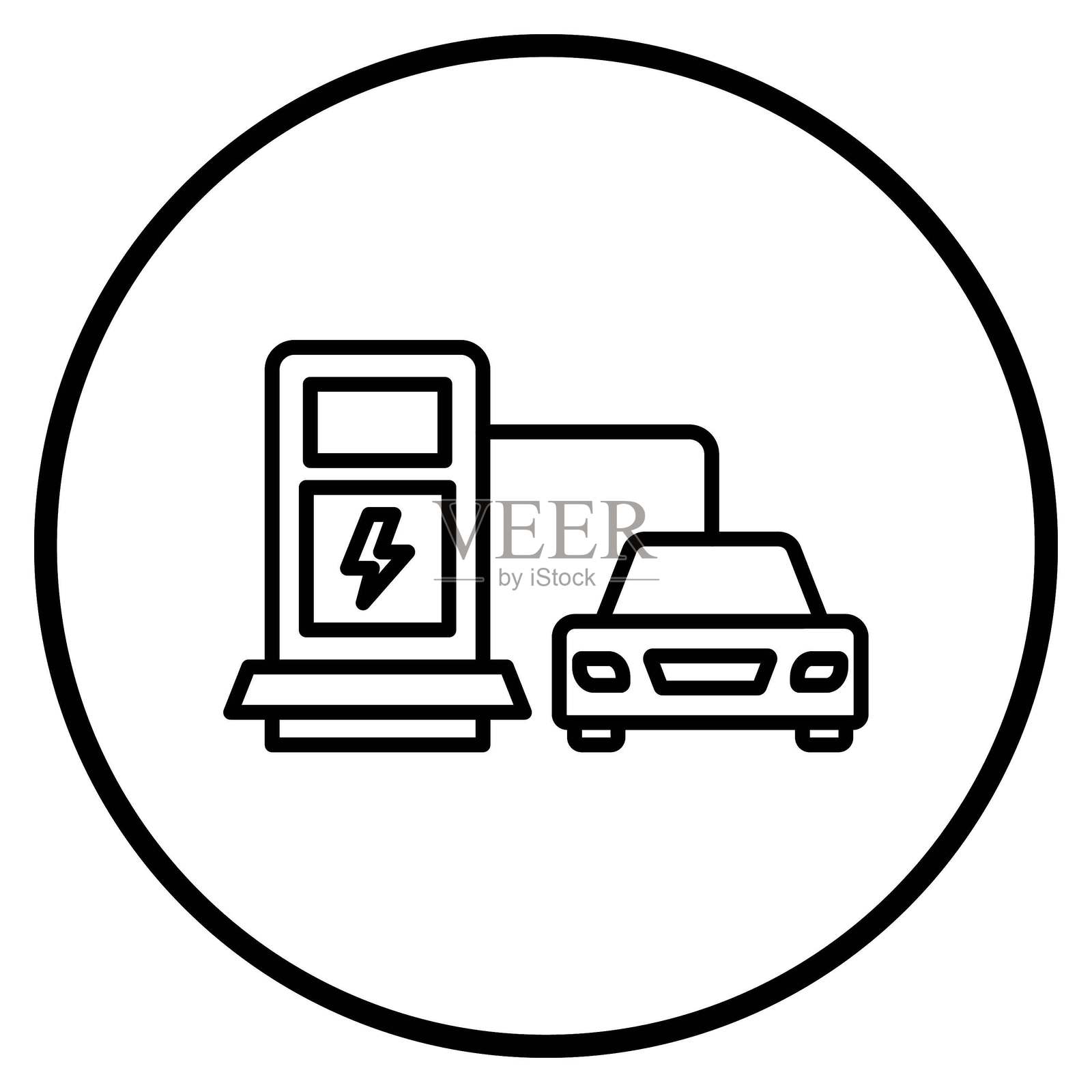 矢量图电动汽车充电站图标风格插画图片素材