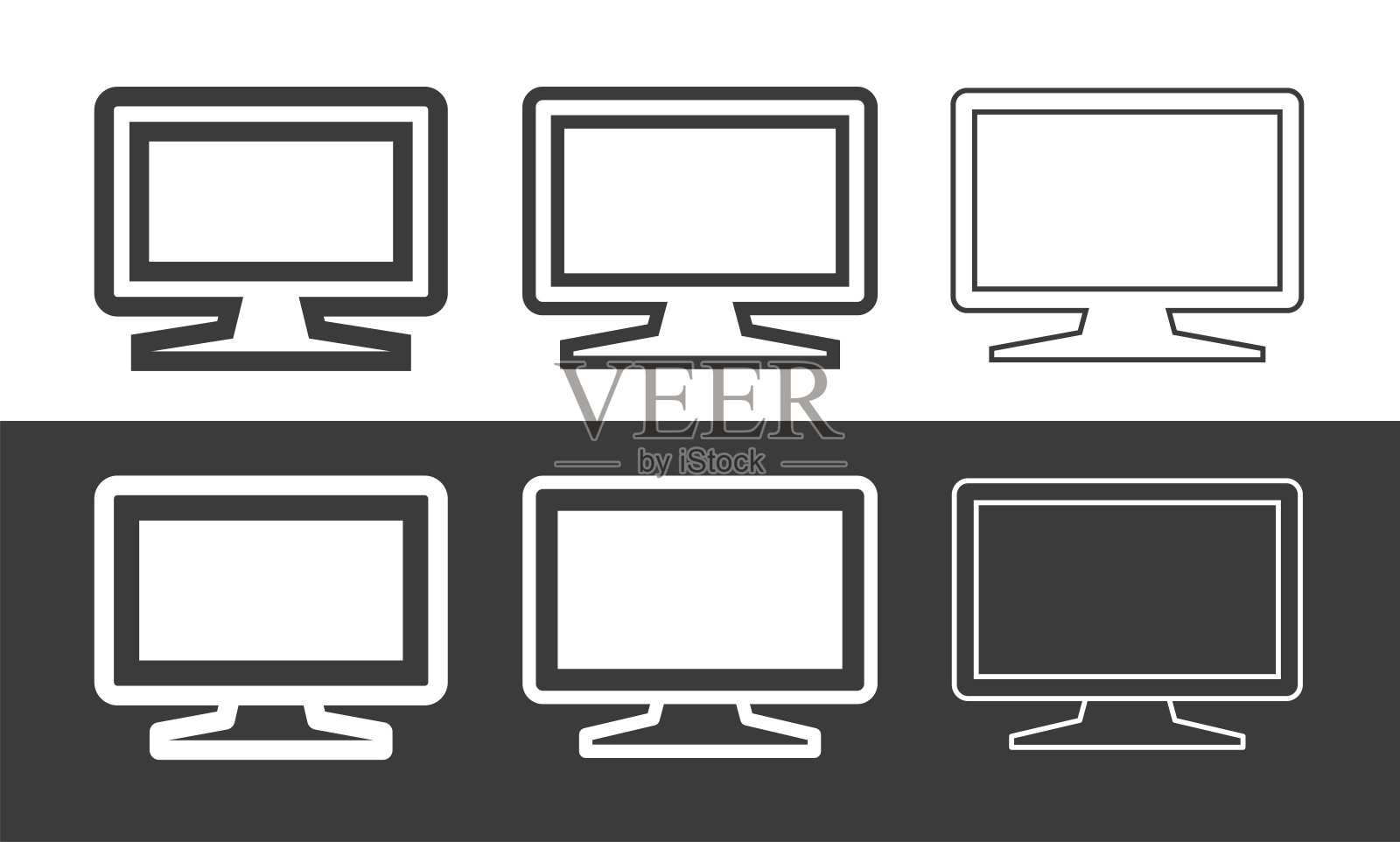 显示器图标。用于查看或显示屏幕的符号。插画图片素材