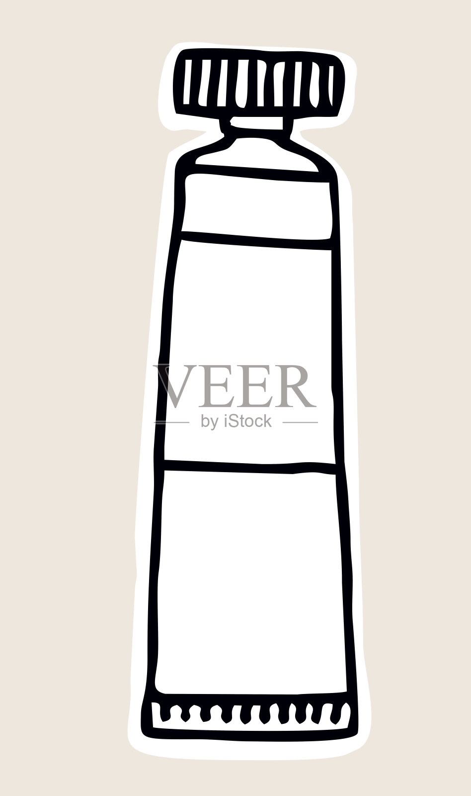 手绘风格的铝管颜料图标，涂鸦线条样式插画图片素材