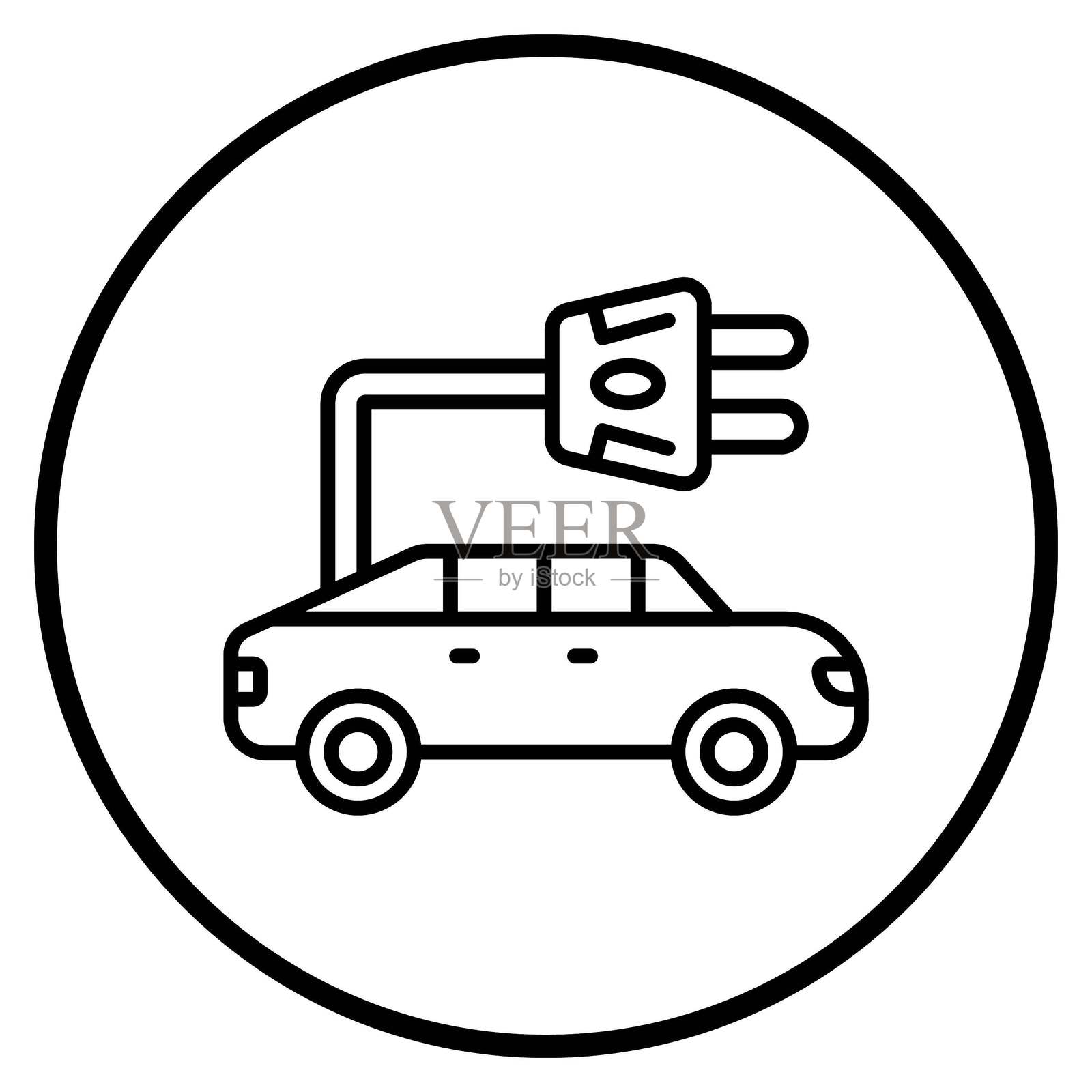 矢量设计电动汽车图标风格插画图片素材