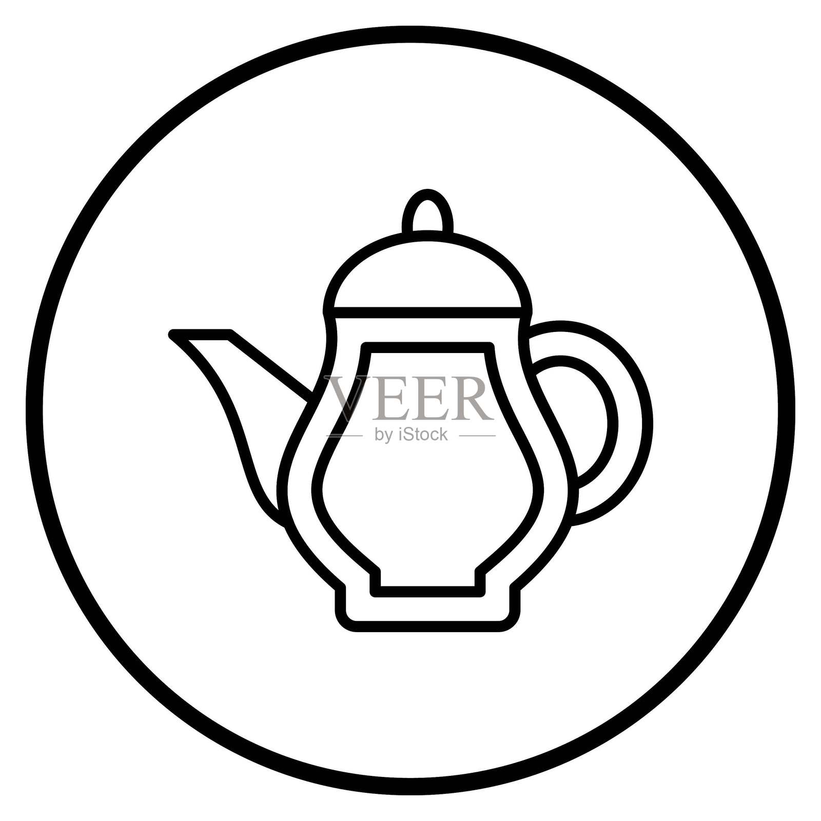 矢量设计茶壶图标风格插画图片素材