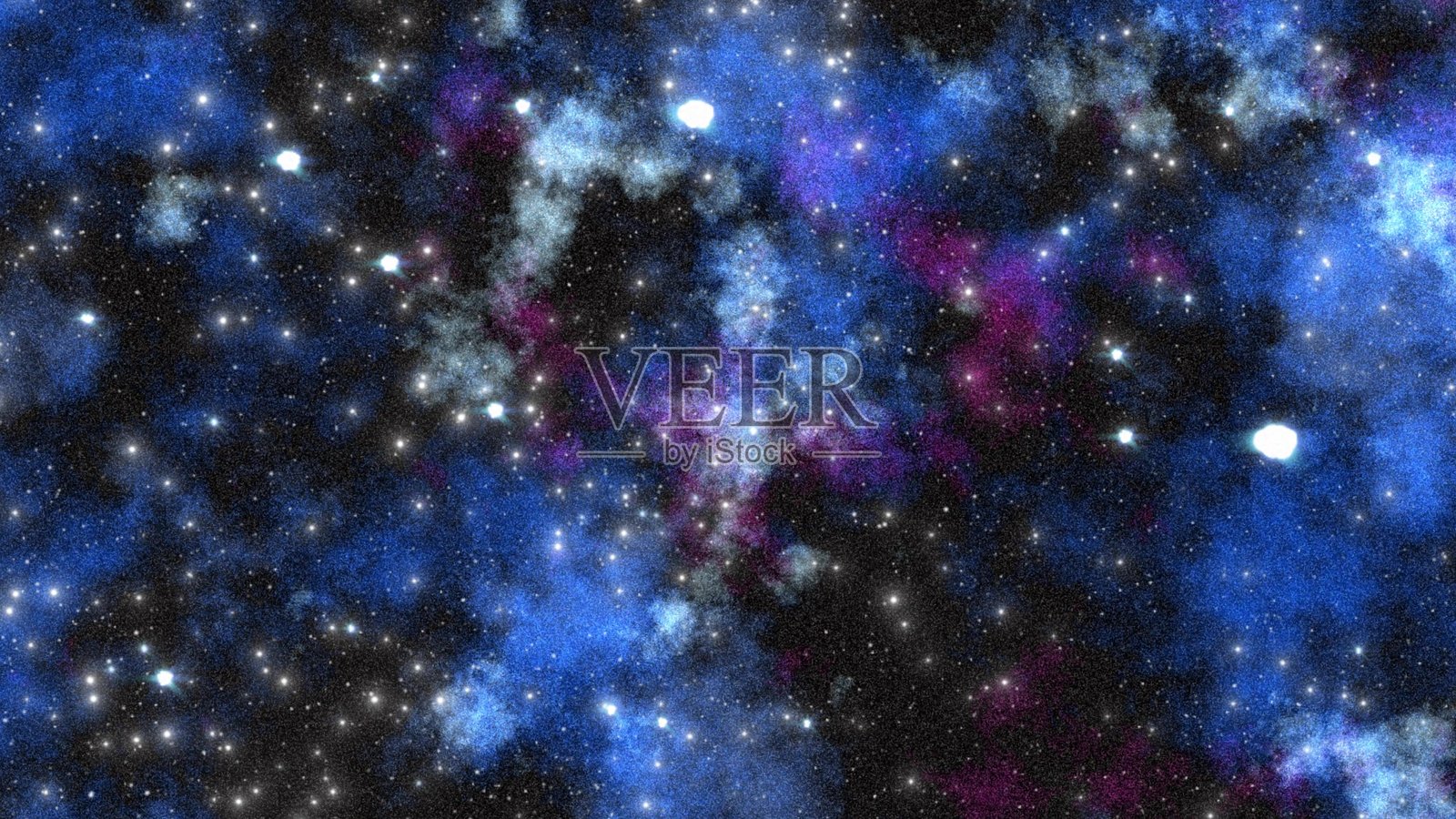 深邃星空中点缀着闪耀的星云，呈现出迷人的蓝紫色调照片摄影图片