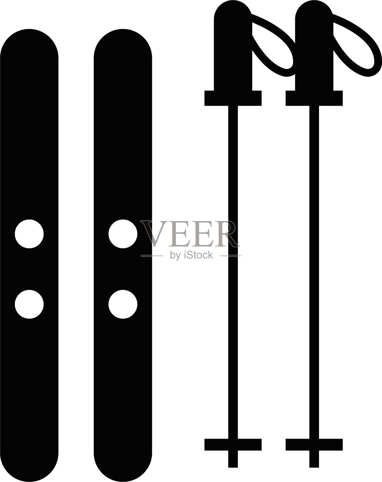 滑雪杖 冬季运动图标，滑雪装备广告配饰元素矢量图，运动器材。用于雪地行走的杆。滑雪胜地。冬季运动会工具。度假。假日休息。插画图片素材