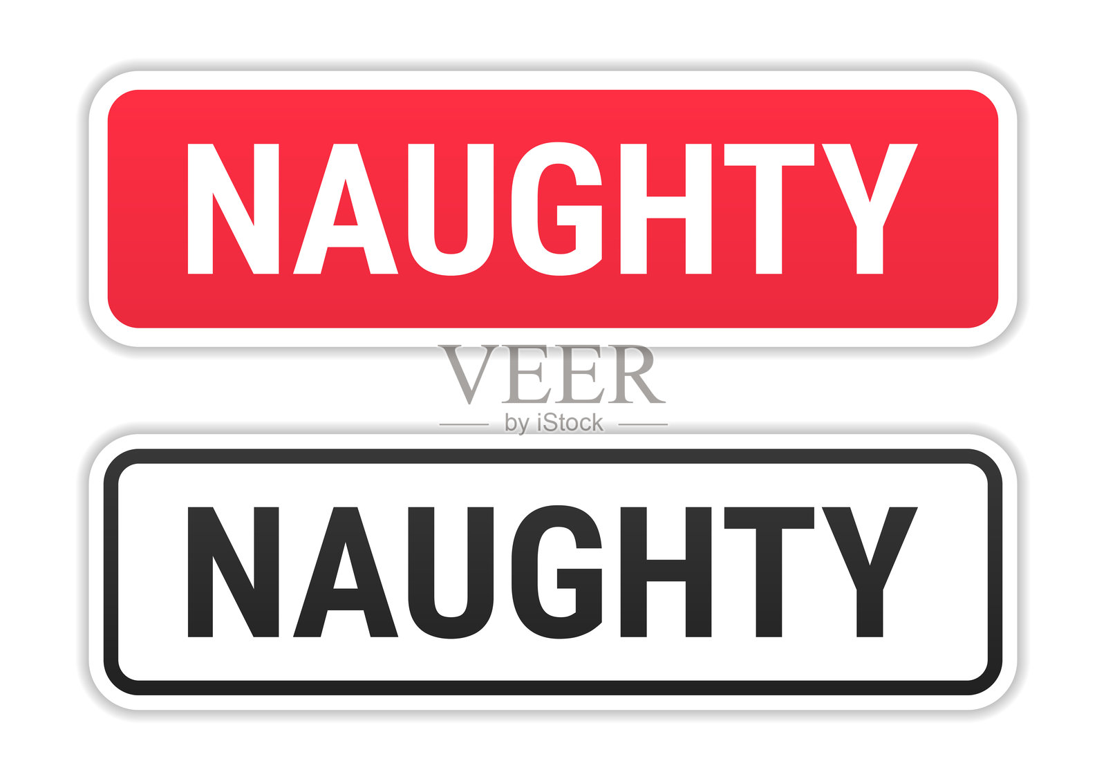 淘气 - 红色和黑色标签，白色背景插画图片素材