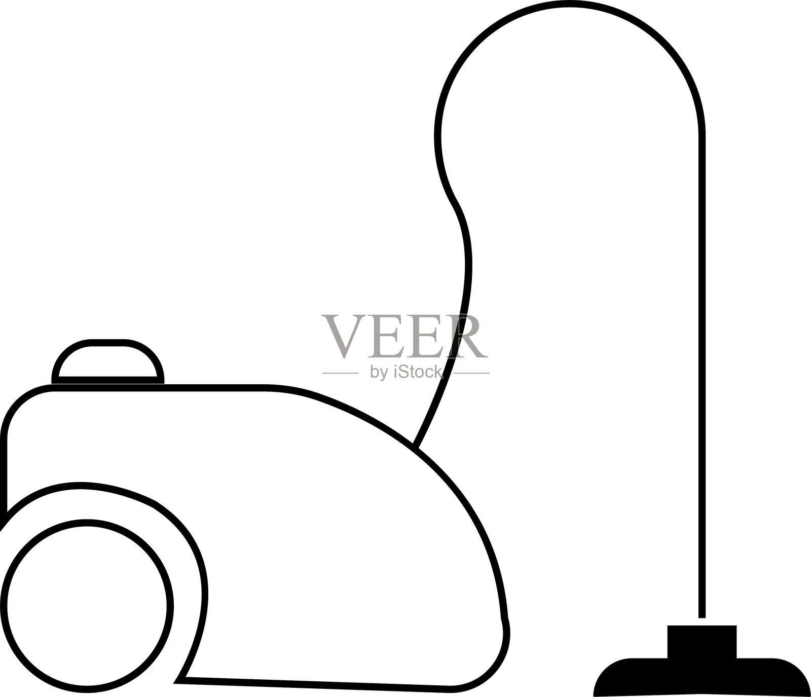 清晰的家用吸尘器图标，用于家电、家具、家居清洁，设备，逼真的清洁吸尘器，孤立在透明背景上，用于移动应用程序、网页设计或 UI 元素插画图片素材