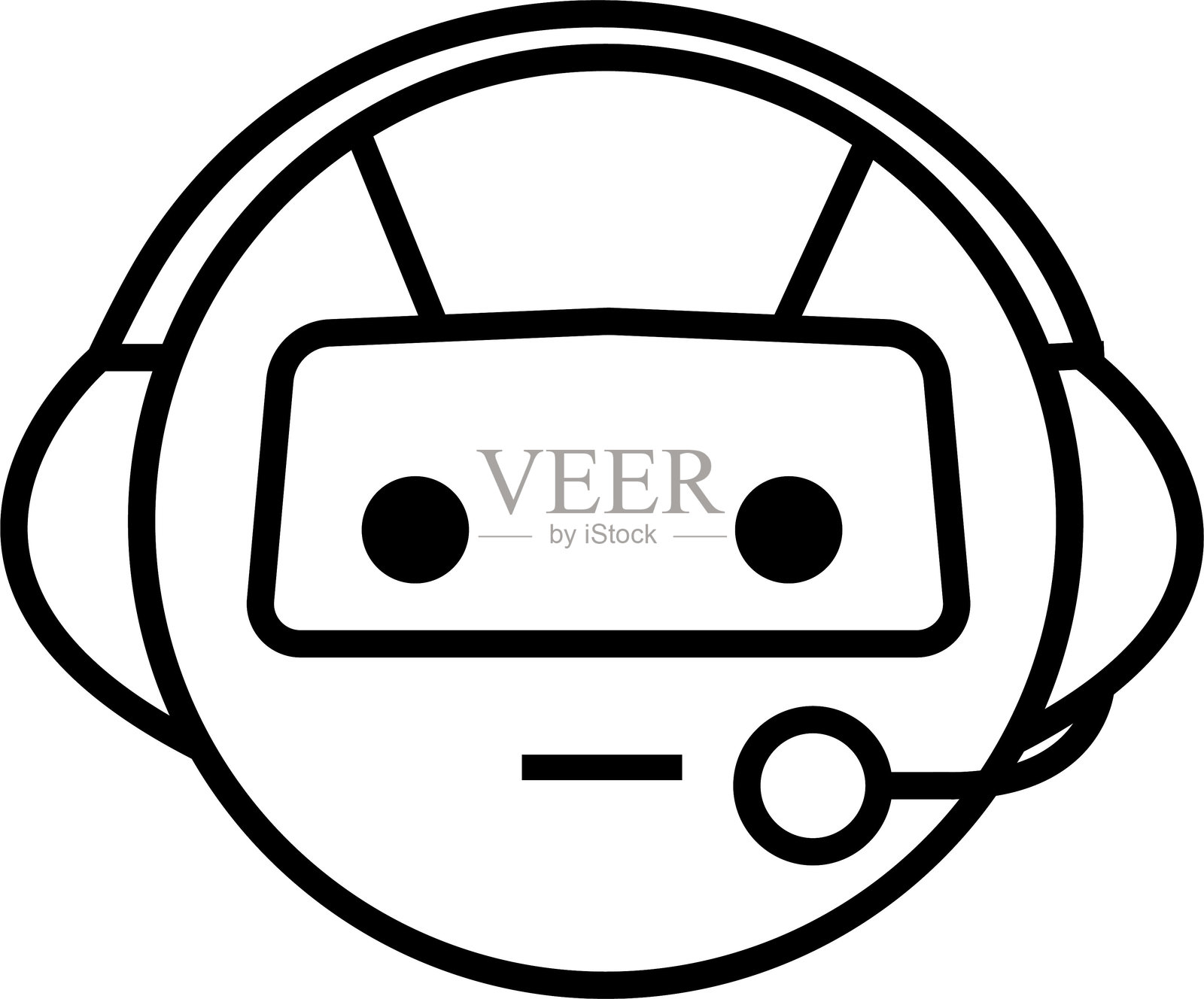 聊天机器人图标，聊天机器人标志设计理念。可爱的机器人图标带有语音气泡。支持服务概念机器人标志。矢量模板元素图形设计，孤立在透明背景上。插画图片素材