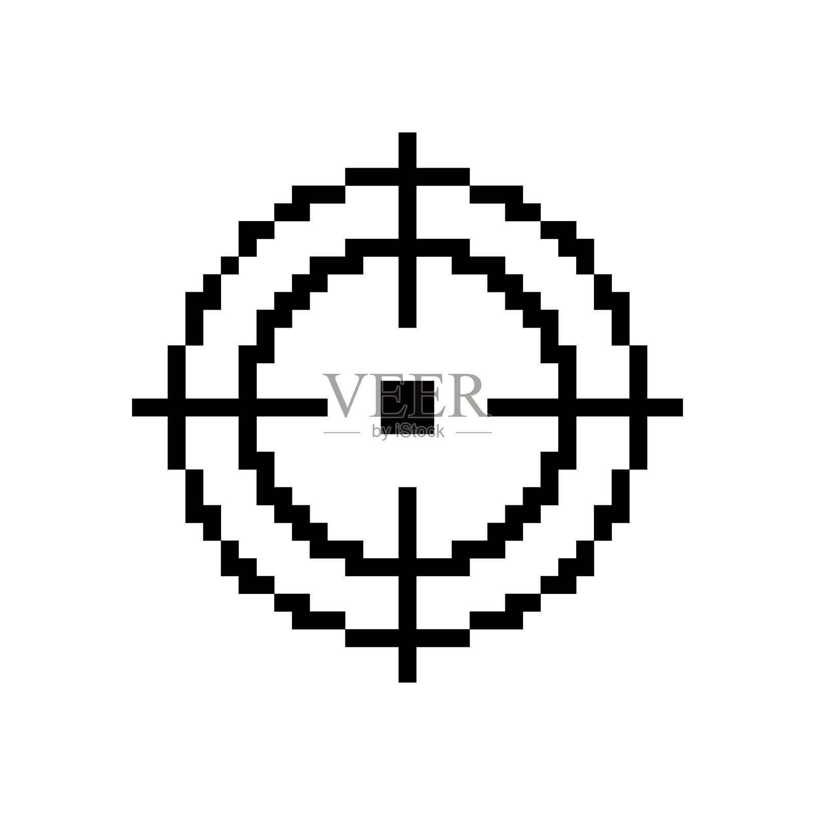 像素图标集。聚焦目标符号集合。像素艺术。插画图片素材