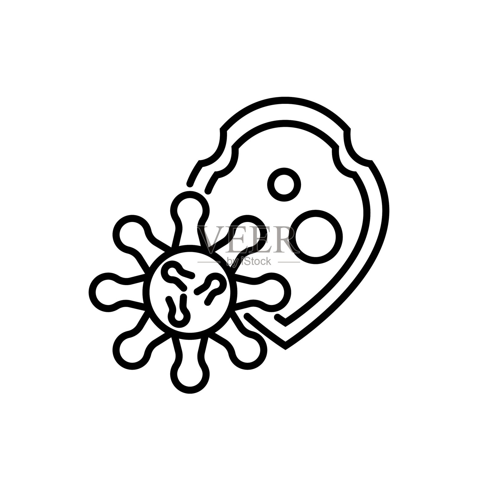 病毒防护图标，矢量最佳线条图标插画图片素材
