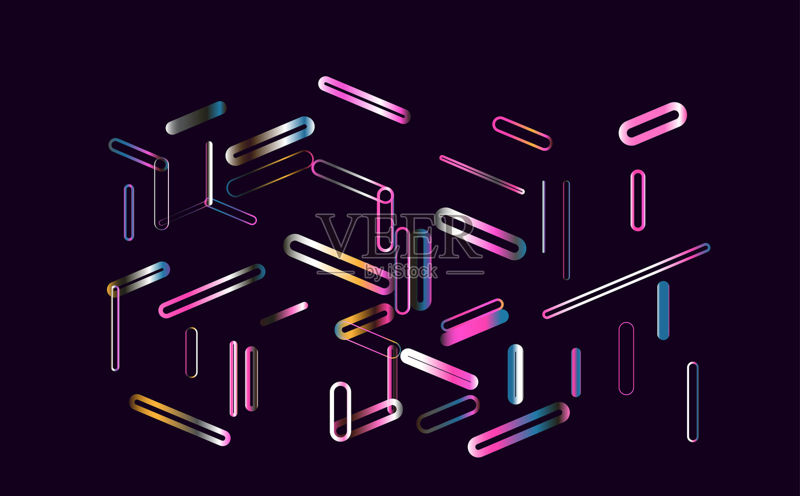 抽象霓虹条纹赛博效果图案，未来科技背景插画图片素材