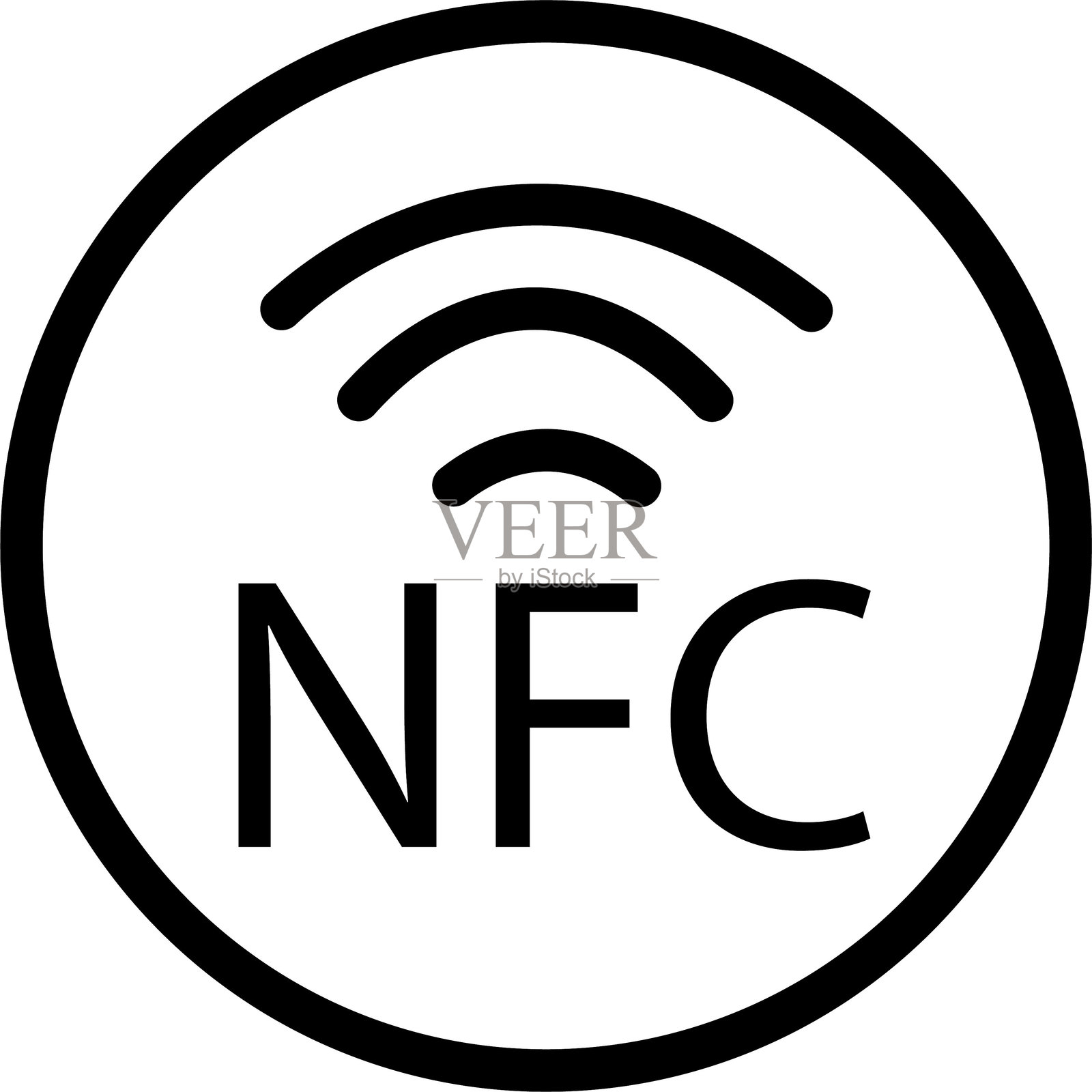 智能手机NFC支付图标。NFC技术图标集。非接触式NFC支付标志。用于设计的非接触式支付。易于编辑，近场通信NFC支付概念。插画图片素材